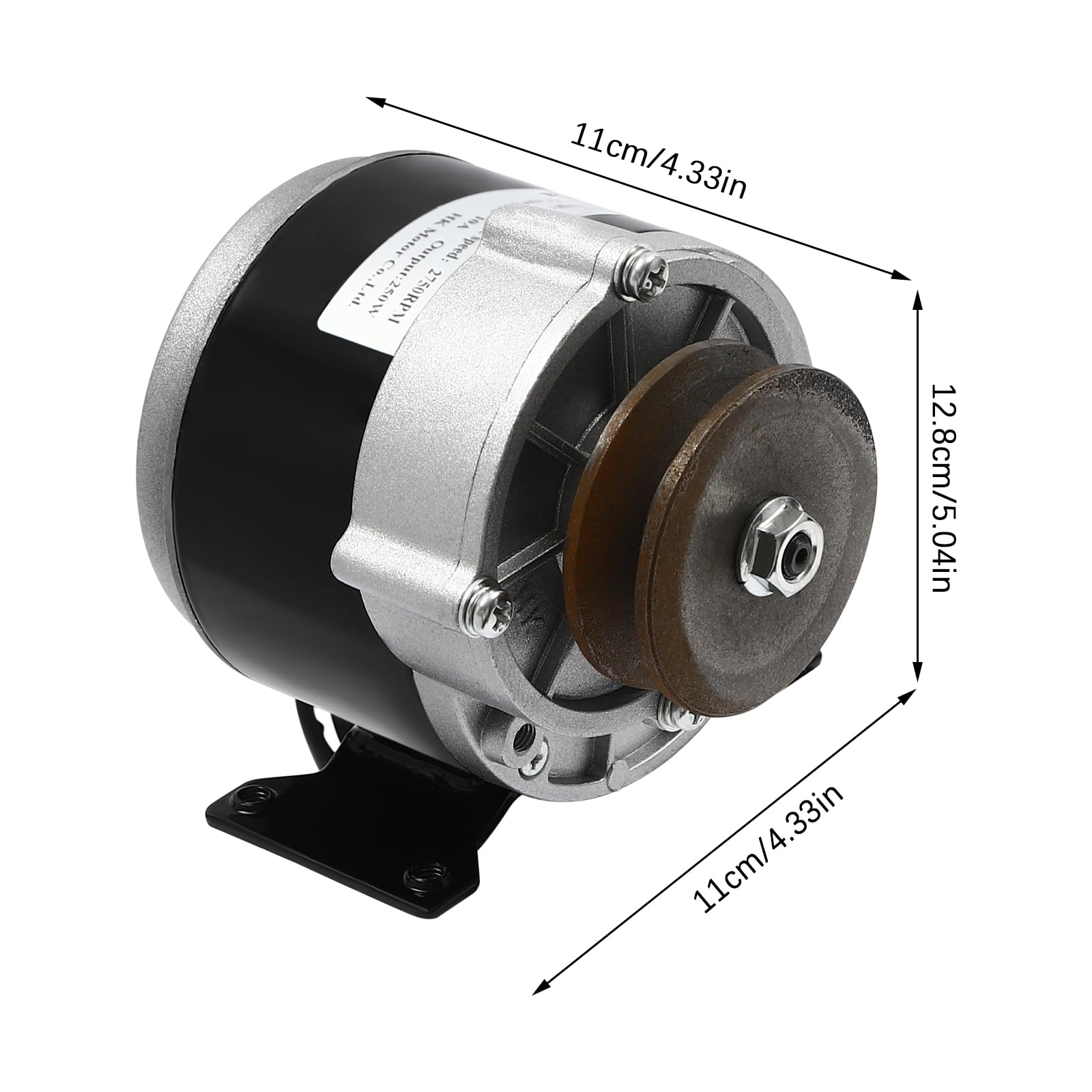 250W DC Bürstenmotor 12V/24V/36V Reduktionsmotor Elektrischer Getriebemotor aus Reiner Kupfer Riemenscheibe Gleichstrommotor mit Riemenscheibe (36V)