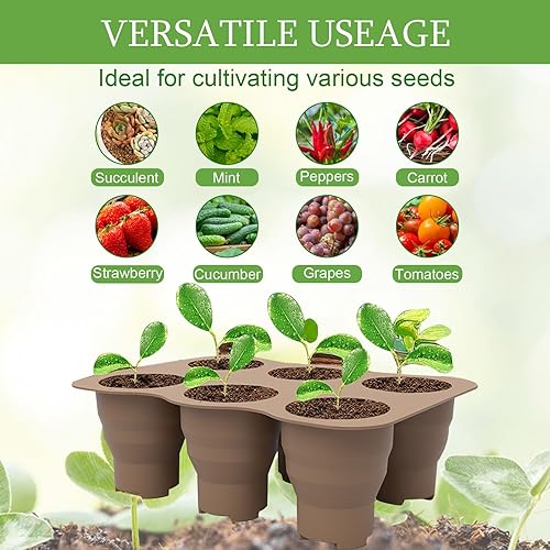 Miniatura 4 de Homimor Bandeja de inicio de semillas, kit de inicio de semillas reutilizables de 4 piezas, bandejas de inicio de semillas de silicona flexible, kit
