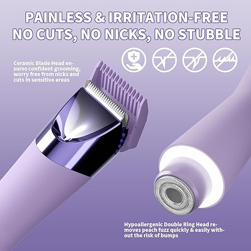 Miniatura 3 de Recortadora de bikini 2 en 1 para mujer, afeitadora eléctrica y maquinilla de afeitar para mujer con luz, recortadora de pelo púbico para mujer,