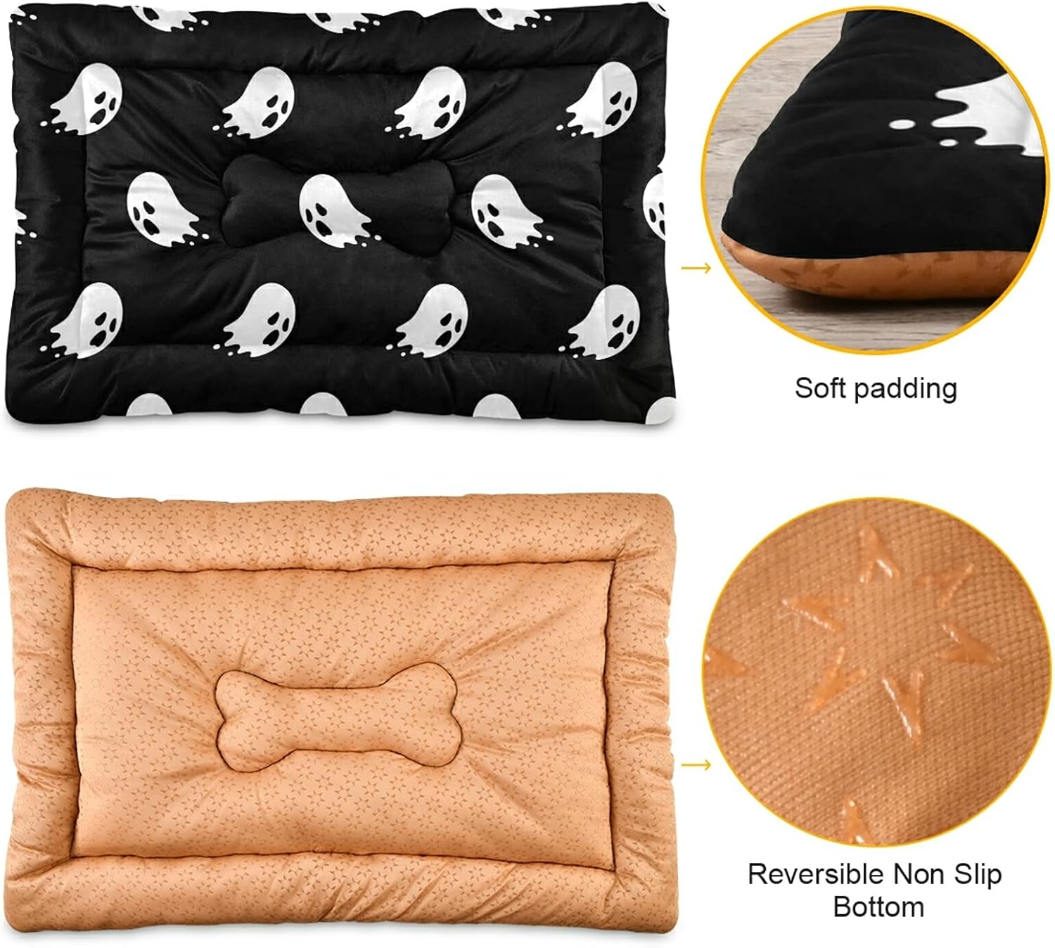 Halloween Spooky Ghosts Dog Bed Medium Pet Bed Mat Non Slip Cat Beds Pad Mats Soft Dogs Bed Pillows Pets Blanket Cushion