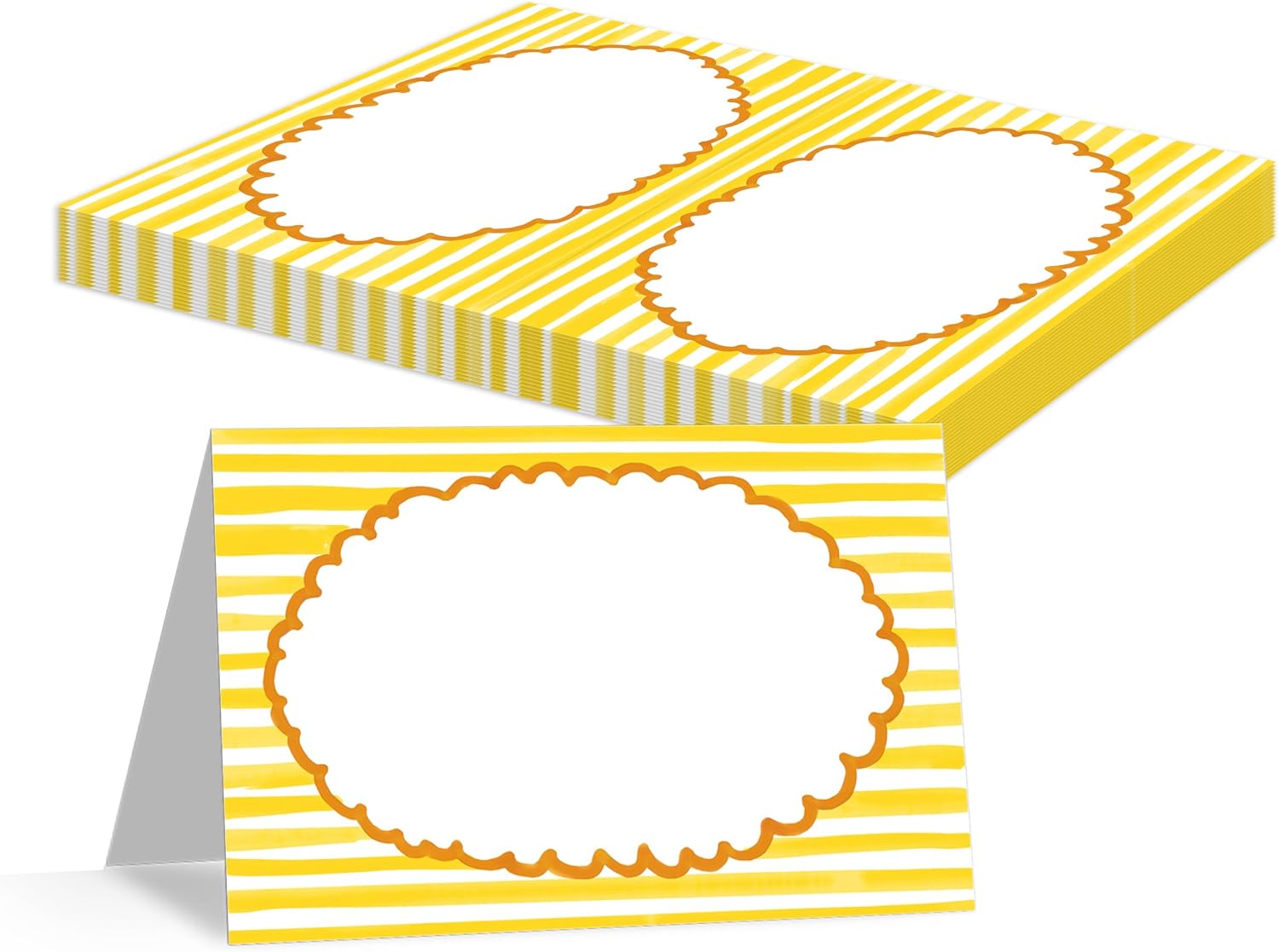 25 Pcs Place Cards for Table Setting, Pink Stripes Seating Card, Food Labels for Party Buffet Tent Cards, Tent Card for Wedding Engagement Bridal Shower Birthday