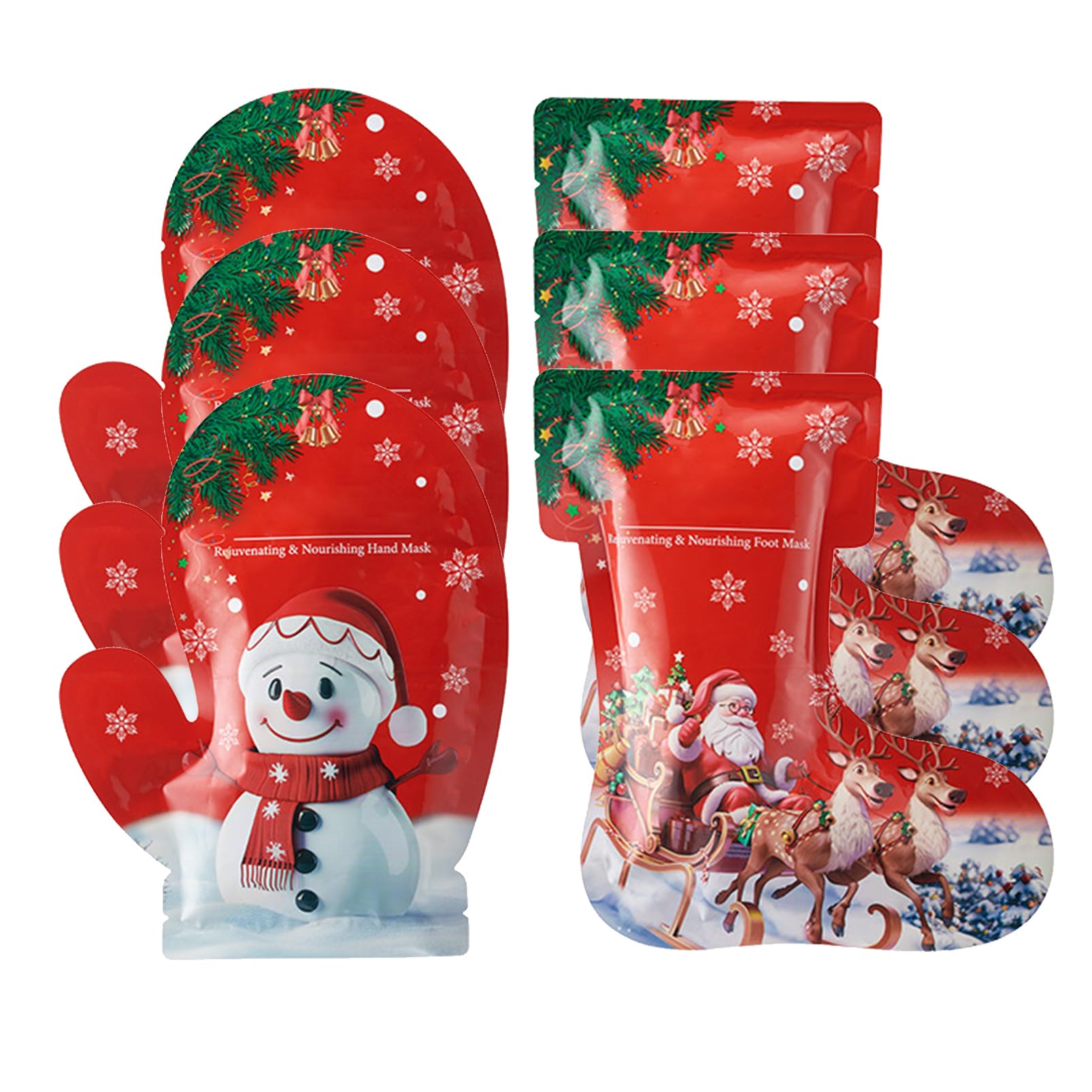 6 Pack Christmas Stocking Stuffer Hand and Foot Mask to Dry Skin Revive, Hydrating Foot Peeling Mask, Intensely Nourishing, Rough and Cracked Skin, Deeply Nourishing, Spa Gifts for Women Men