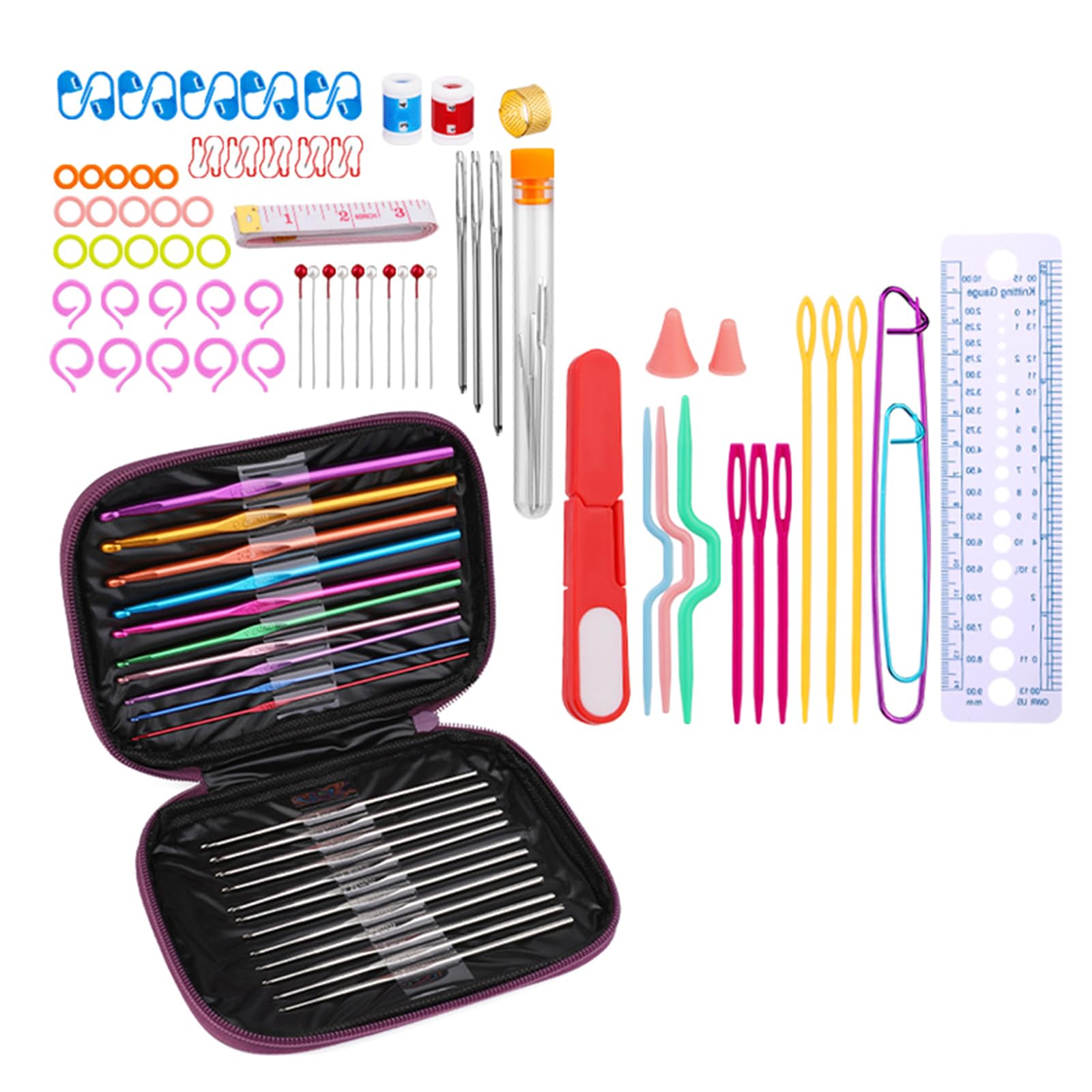 Jazuaiao Ergonomic Crochet Hook Sewing Needle Knitting Accessories Set with Crochet Bag for Beginner Hobbyist Knitting Project Hook Set