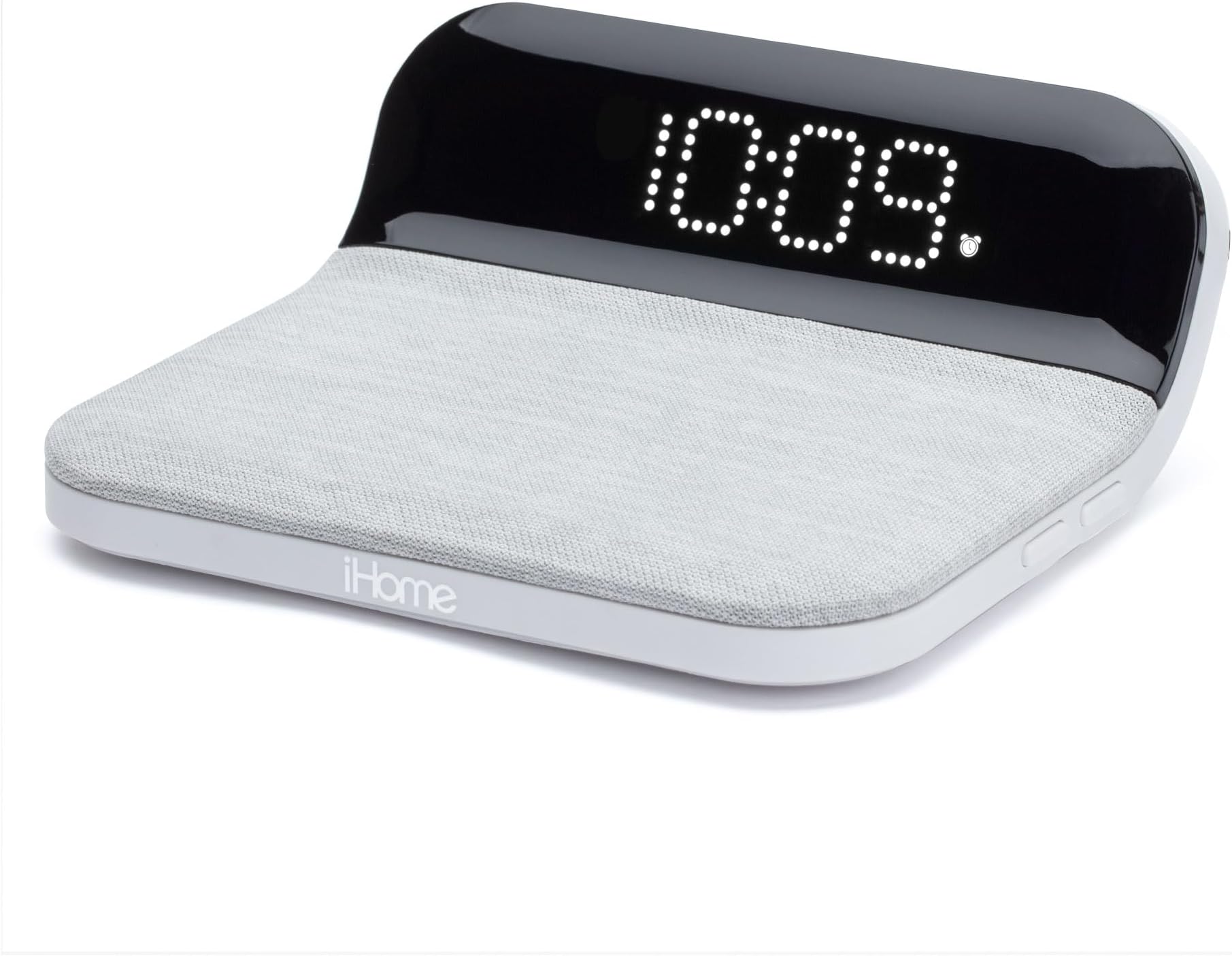 iW18 Digital Alarm Clock, Dual Alarm Clock with USB Charger & QI Charging, Alarm Clocks for Bedrooms, Adjustable Brightness Dimmer (White)