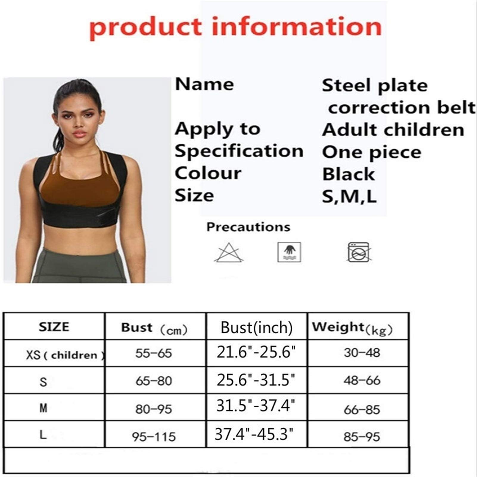 DSMYYXGS Corrector de Postura Ajustable Placa de Acero Atrás Soporte de Espalda Cinturón de Hombro Hombres Mujeres Niños Piel Superior Espalda Trasera Aplicación de clavícula (Size : Small)