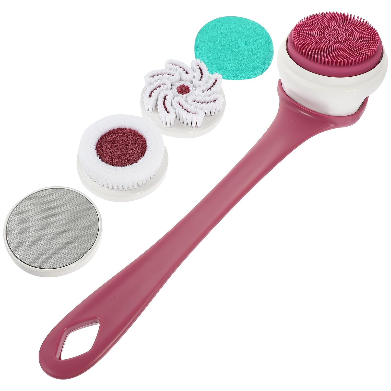 TOPBATHY Cepillo De Ducha Eléctrico Exfoliante Corporal 1 Unidad Silicona 3 Velocidades Para Hombres y Mujeres Uso En Baño Cabezales Intercambiables