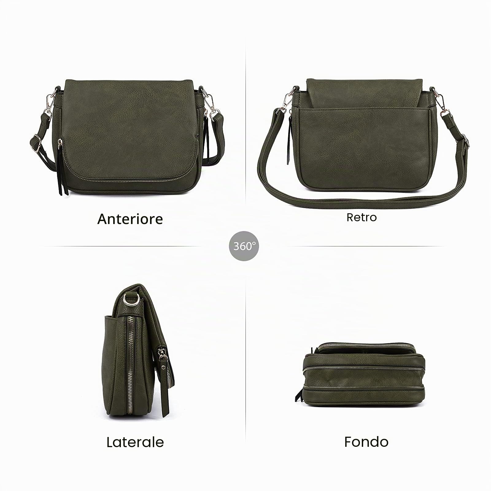 Borse a tracolla per le donne, piccole borse a tracolla con tasche multiple, in pelle PU, piccole...