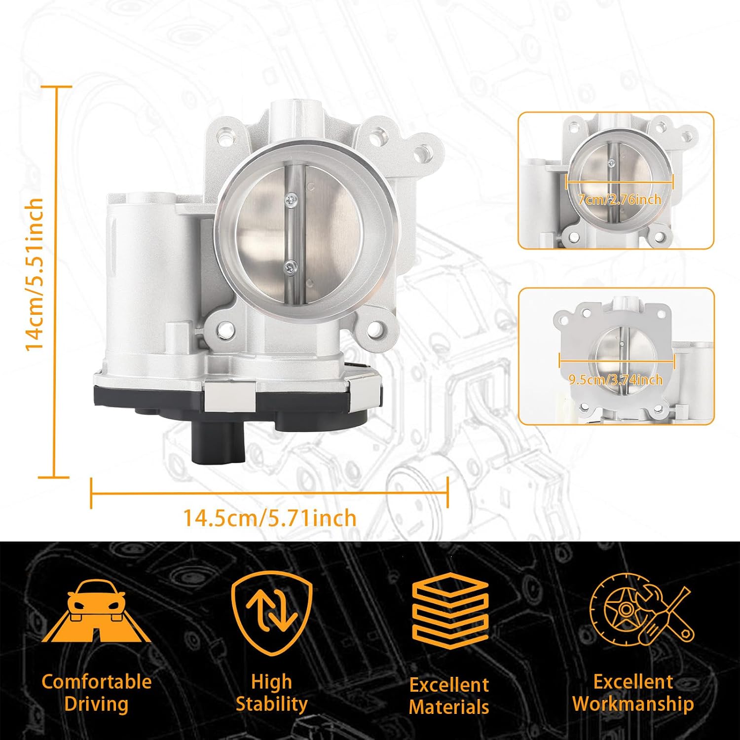Electronic Throttle Body Assembly Fit for Chevrolet Cobalt 2007-2010 HHR 2007-2011 Malibu 2007-2008 Pontiac G5 2007-2009 Saturn Ion 2007 2.2L L4, Replace Part # S20016 977-350 67-3007