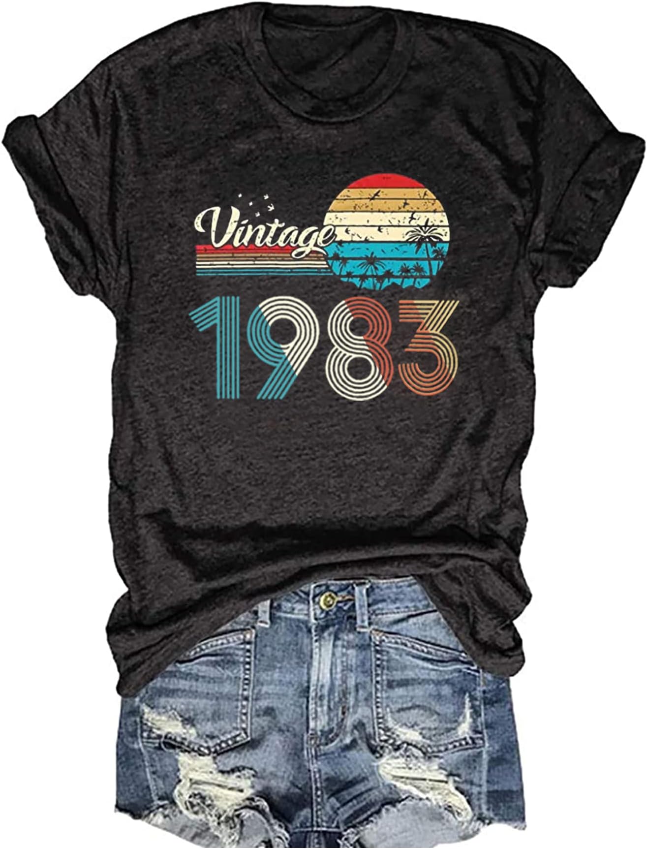 CHUNTIANRAN1983 Vintage T Shirts for Women 40th Birthday Gifts T Shirts 1983 Original Parts Graphic Tops 40th Birthday Party Shirts
