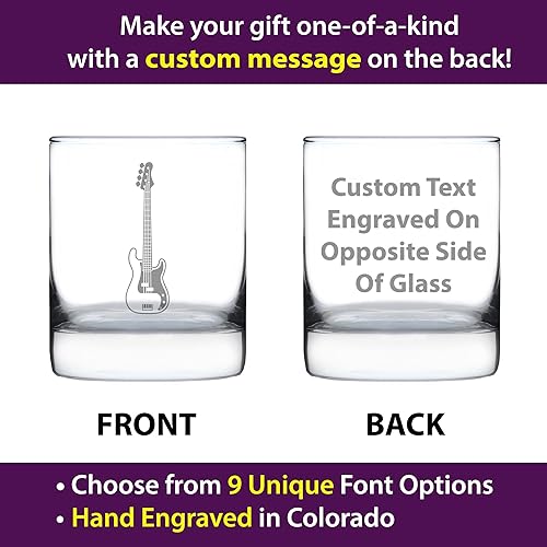 Miniatura 8 de Electric Bass Rocks Glass - Music Gifts for Bass Players, Teachers and Musical Accessories for Musicians that Play Bass Guitar - 10.25 Oz Glasses