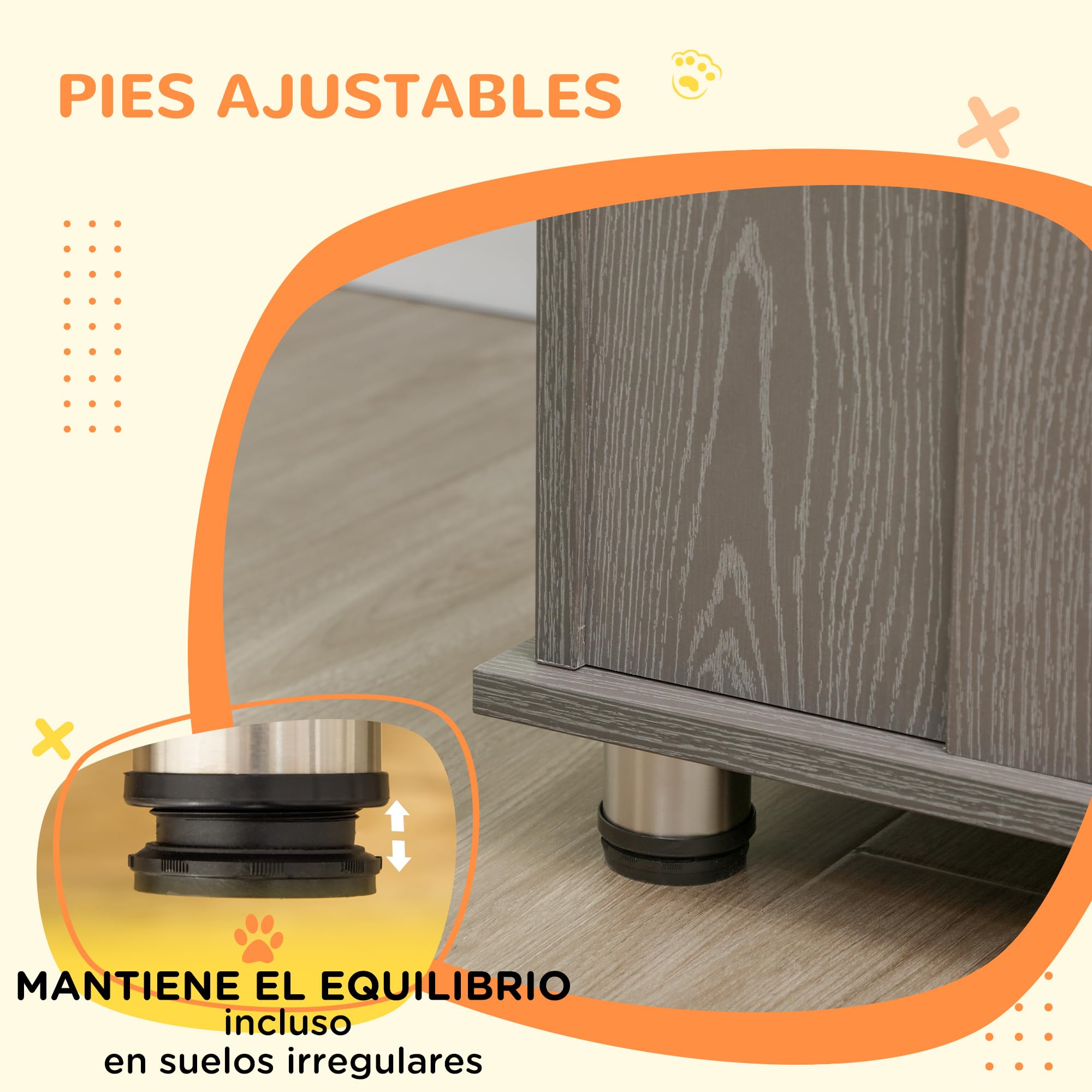 PawHut Jaula para Perros Grandes Desmontable 2 en 1 Mesa Auxiliar con 2 Puertas con Pestillo 4 Ventanas y Patas Ajustables 114x60x82 cm Gris