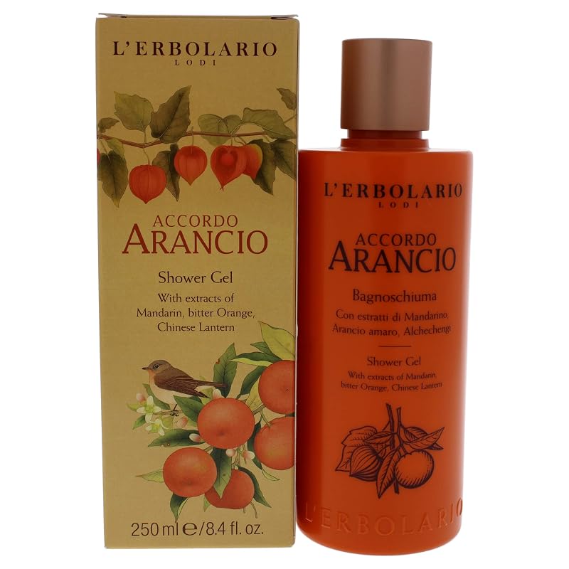 L'Erbolario Accordo Arancio Gel de Banho Corporal com Extratos Vegetais e Fragrância Cítrica, 250 mL