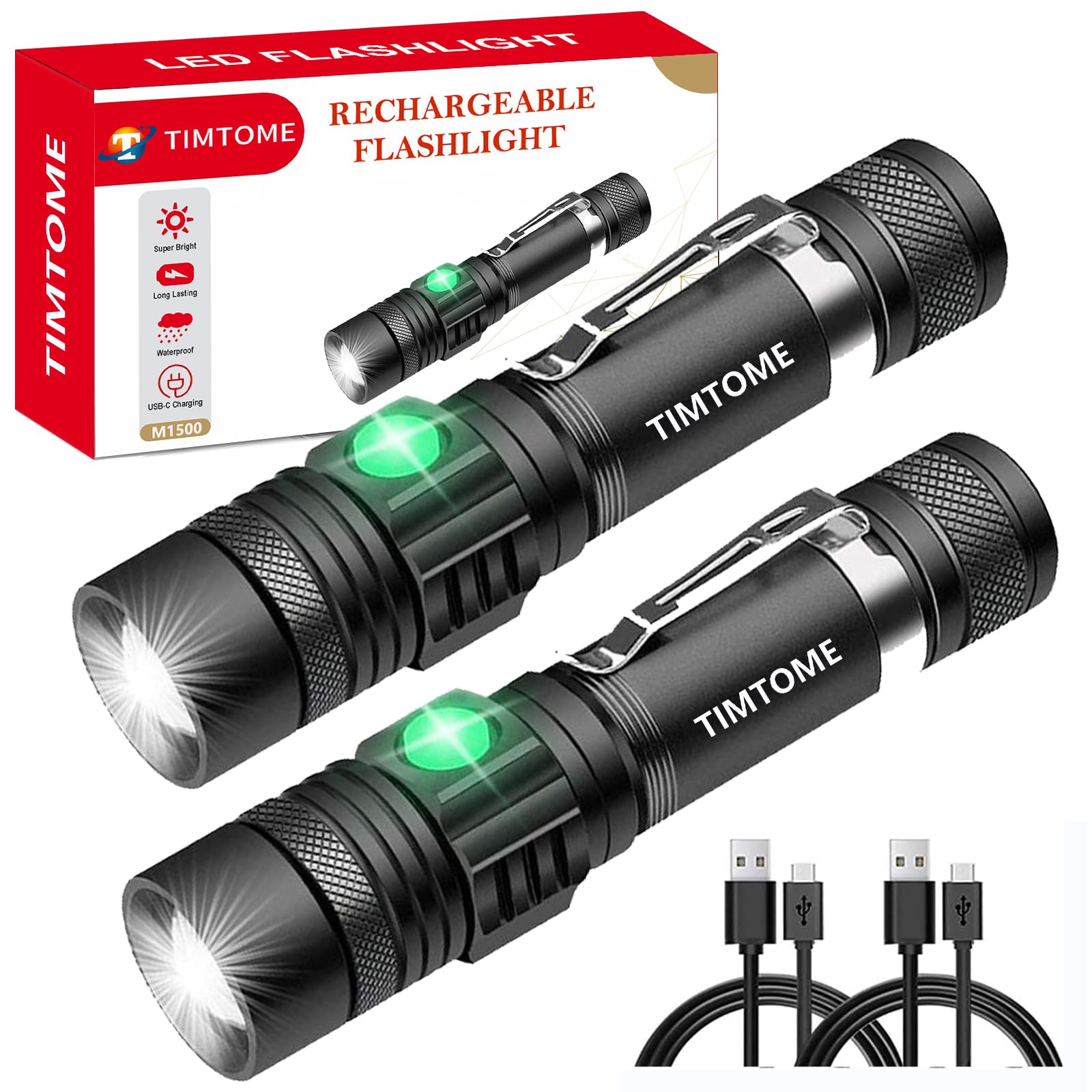 Flashlight Rechargeable, TIMTOME Led Flashlights High Lumens Flash