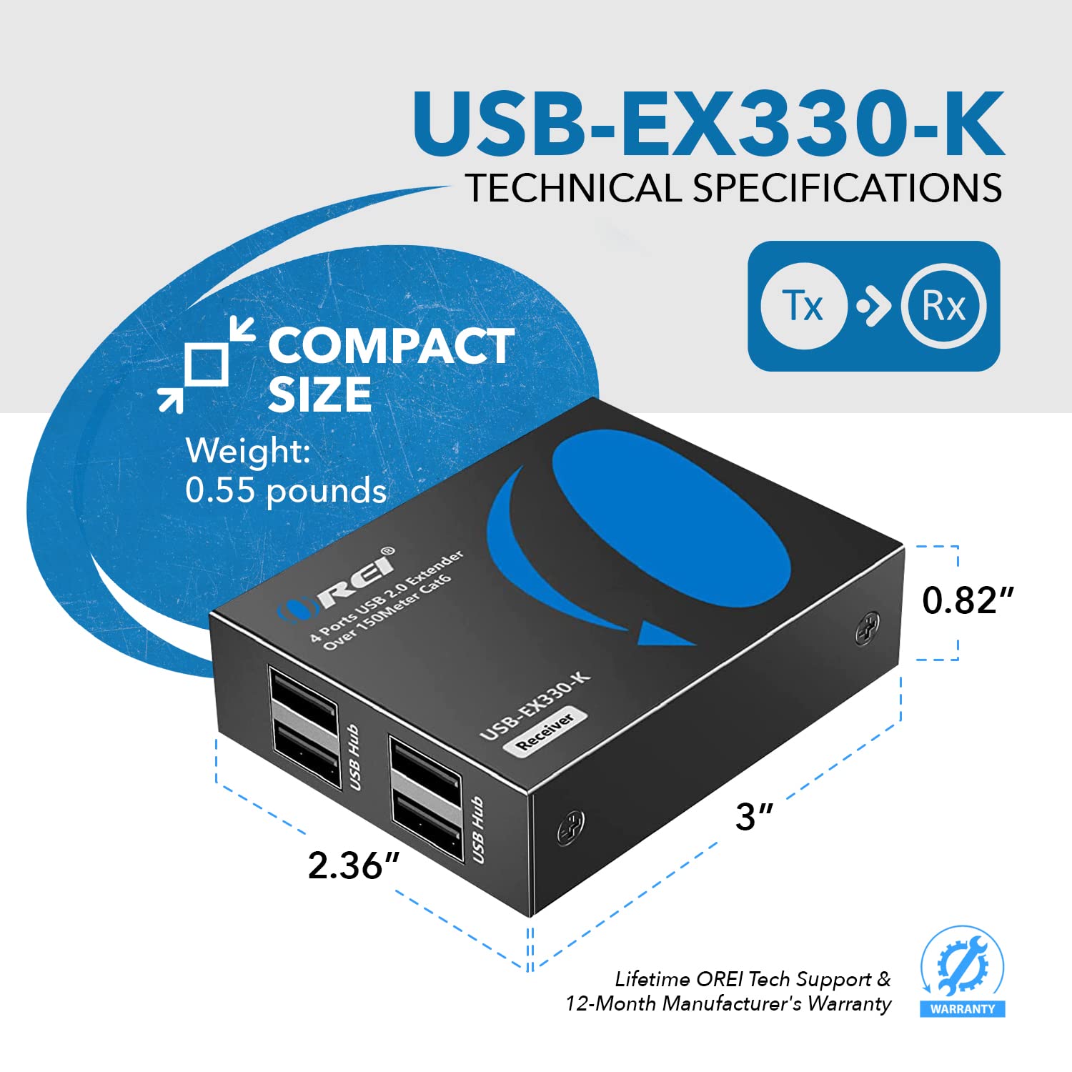OREI Przedłużacz HDMI 4K na pojedynczy kabel CAT5e/CAT6 jeden do wielu matryc wyświetlacza 4K przy 30 Hz z podczerwienią - do 100 stóp - technologia ProLNK