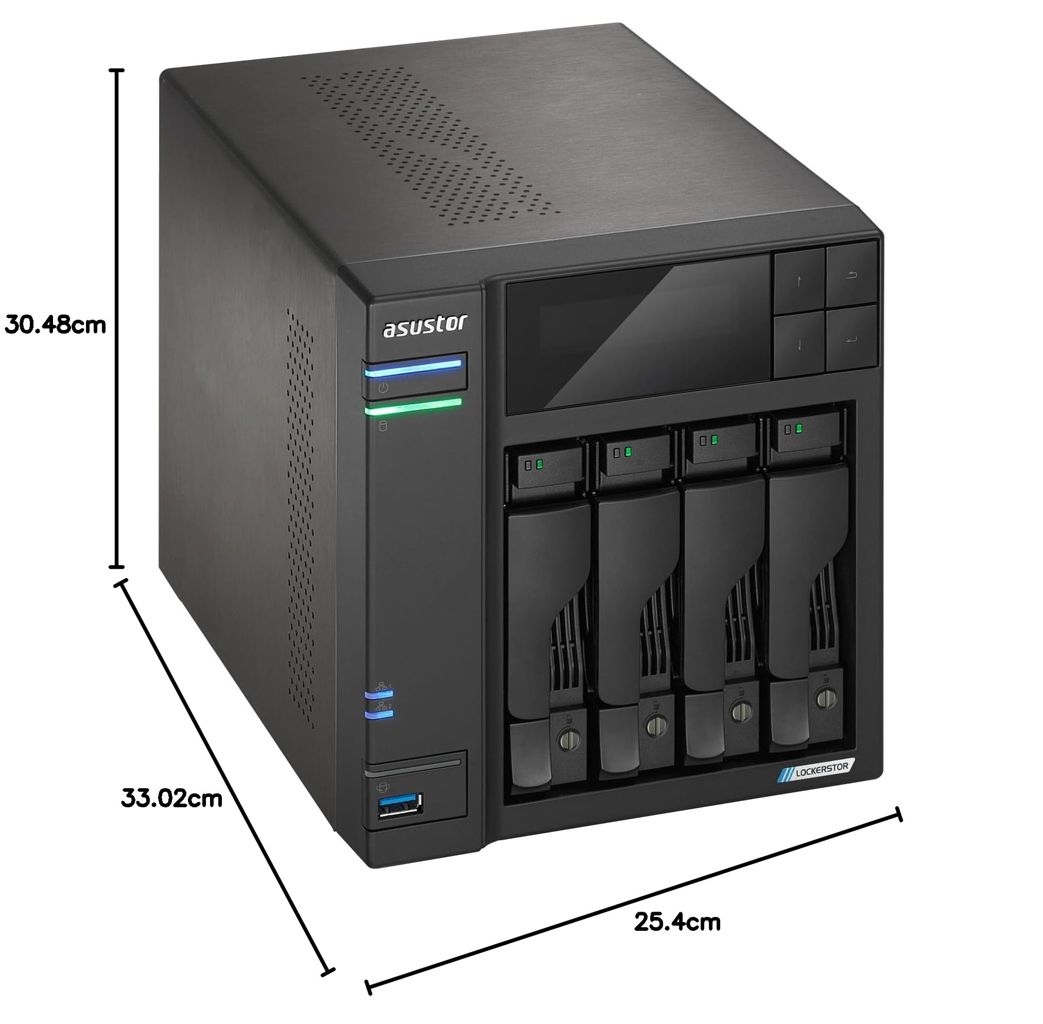 Asustor Lockerstor 4 Gen2+ AS6704T v2, 4 Bay NAS, Quad-Core 2.0GHz CPU, 2 5GbE Ports, 4GB RAM DDR4, 4 M.2 SSD Slots, Network Attached Storage (Senza dischi)