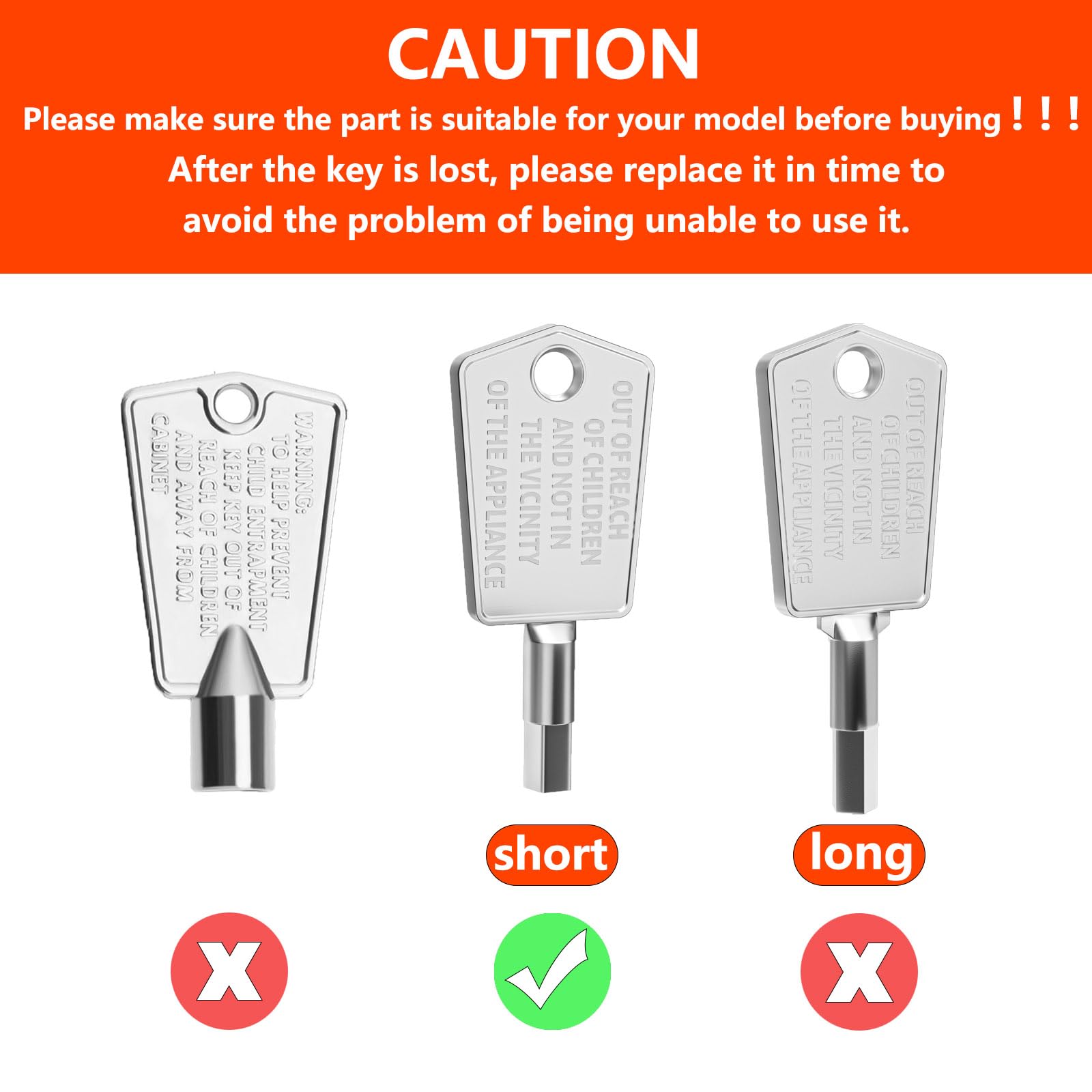 GYQ Freezer Key - 2Pack(Short) (The Big Head) - Fits GE, General