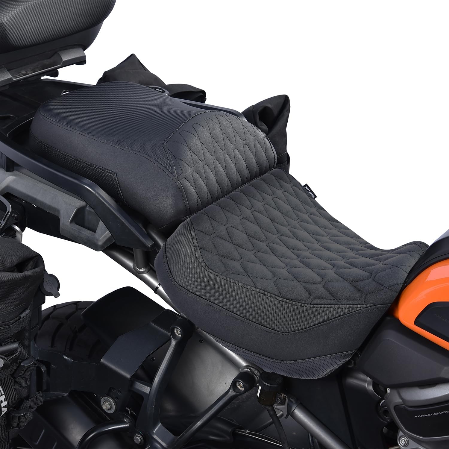 Motorcycle Rider Passenger Comfort Seat Fit for RA1250 Pan America 1250 2021 2022 2023 2024, Leather Front Rear Saddle Solo Cushion Pillion Pad, Black