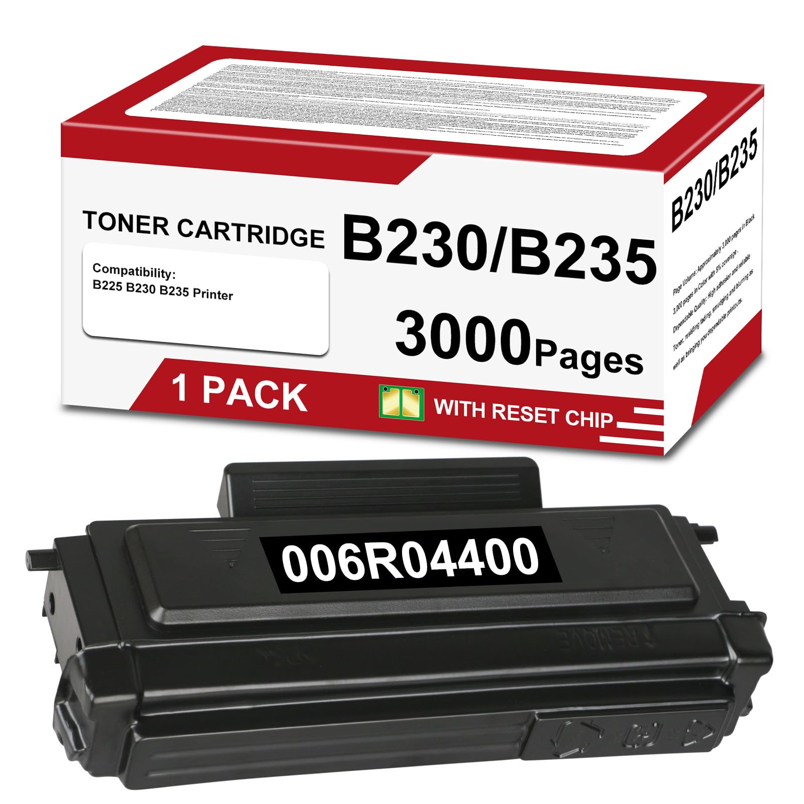 B230 B225 B235 Black High Toner Cartridge 006R04400 1-Pack | Compatible for 006R04399 006r04400 006r04401 Toner Compatible with Xerox B230 B225 B235 B230DNI B225DNI B235DNI Laser Printer