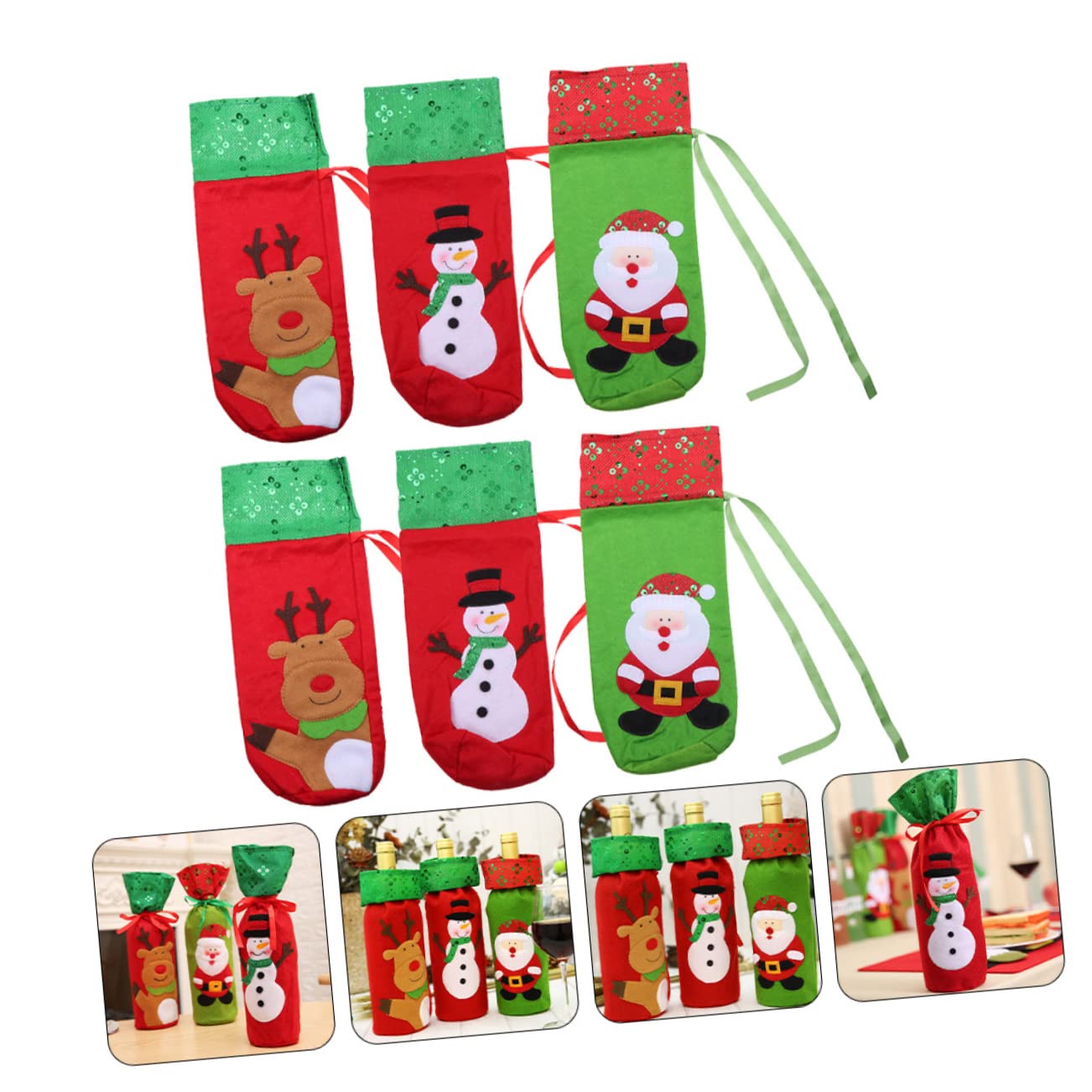 TOPBATHY 18 Pcs De Bouteille De Vin De Noël Housse De Bouteille De Vin à Cordon De De Noël Sacs à Cordon à Couvre-s Créatifs Sacs à à Plastique