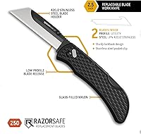 Vista 2 de OUTDOOR EDGE 2.5" RAZOR-WORK - Cuchillo plegable de utilidad con hoja reemplazable RazorSafe (Negro, 2 hojas)