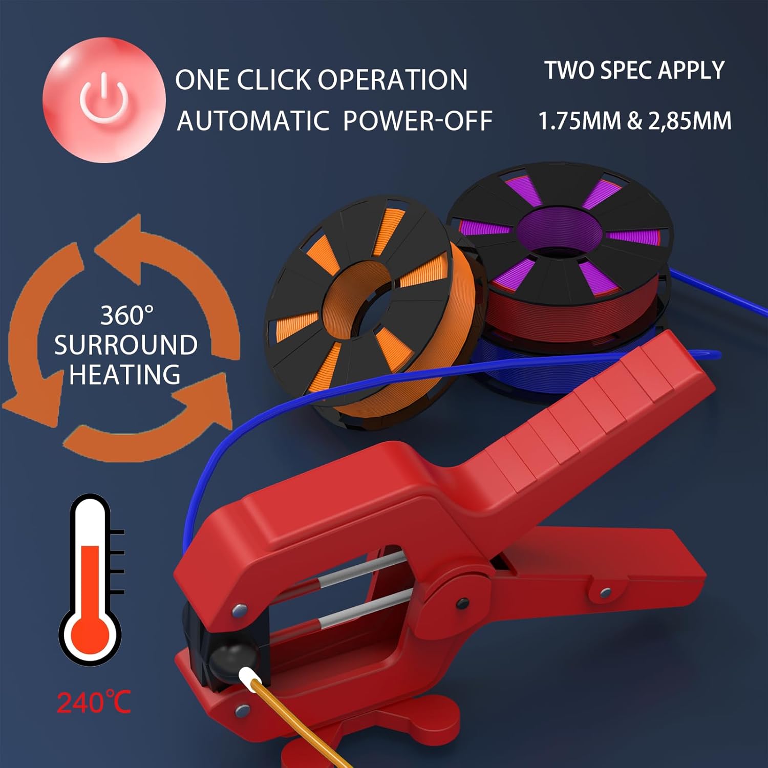 Filament Connector - 1.75mm & 2.85mm Ultimate Splicer for 3D Printer, Up to 240℃ Filament Fuser & Joiner, Compatible with PLA, ABS, TPU, PETG, PA/PC Material