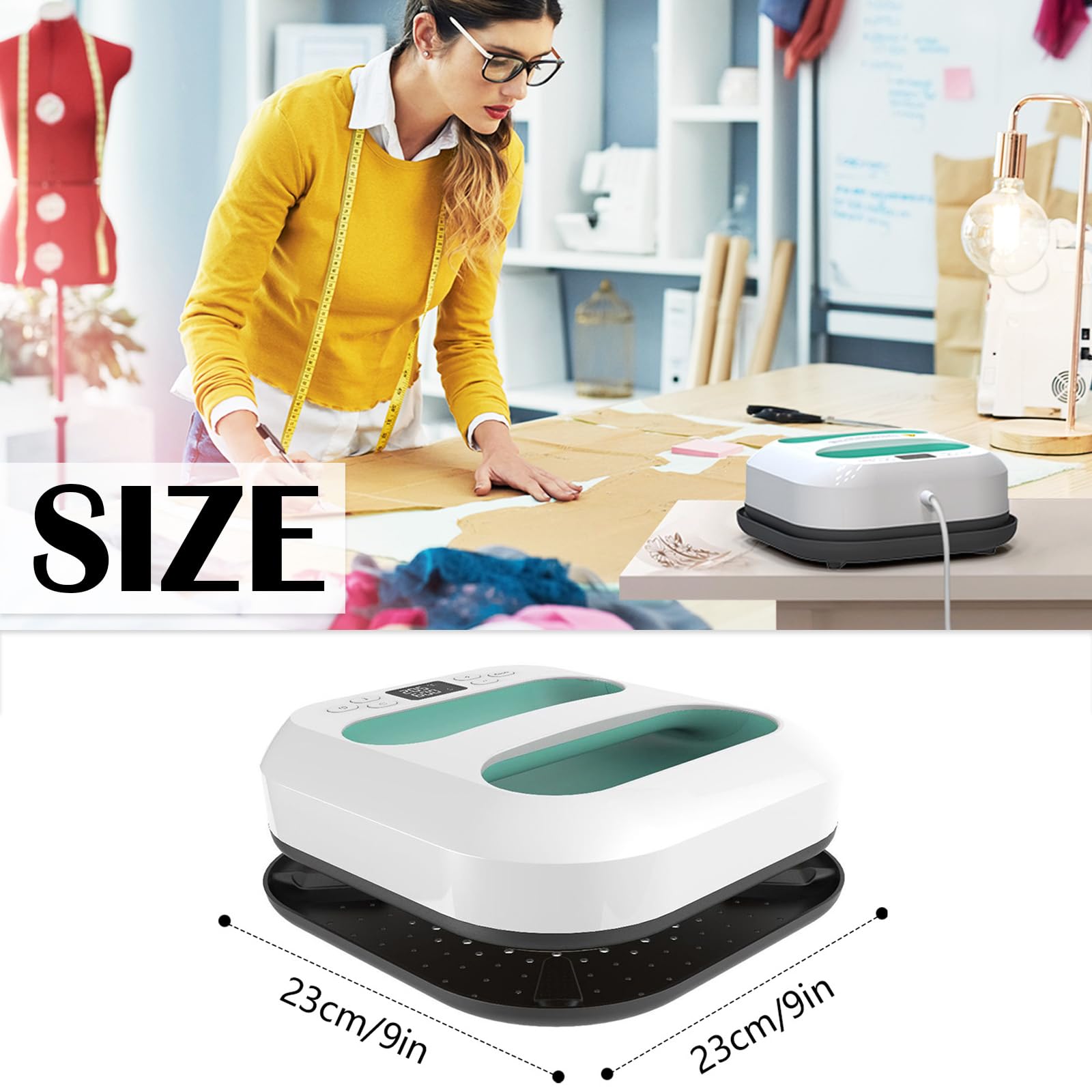Plotter Prensa Transferencia, 9"X9" Prensa Calor Plotter De Prensa De Calor Máquina Trazador Camisetas MáQuina Impresión Con Temporizador Calentamiento Rápido Apagado Automático Para Bolsas Ropa