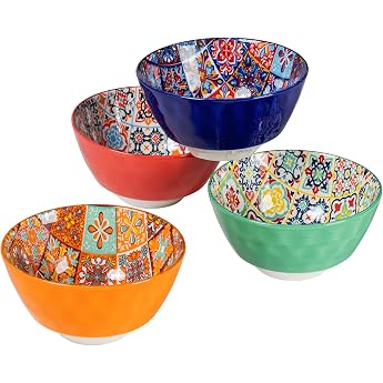 Colourful cereal bowls soup bowls pasta bowls porcelain for 4 people 380 ml salad bowl set for ramen dessert soups cereal pasta