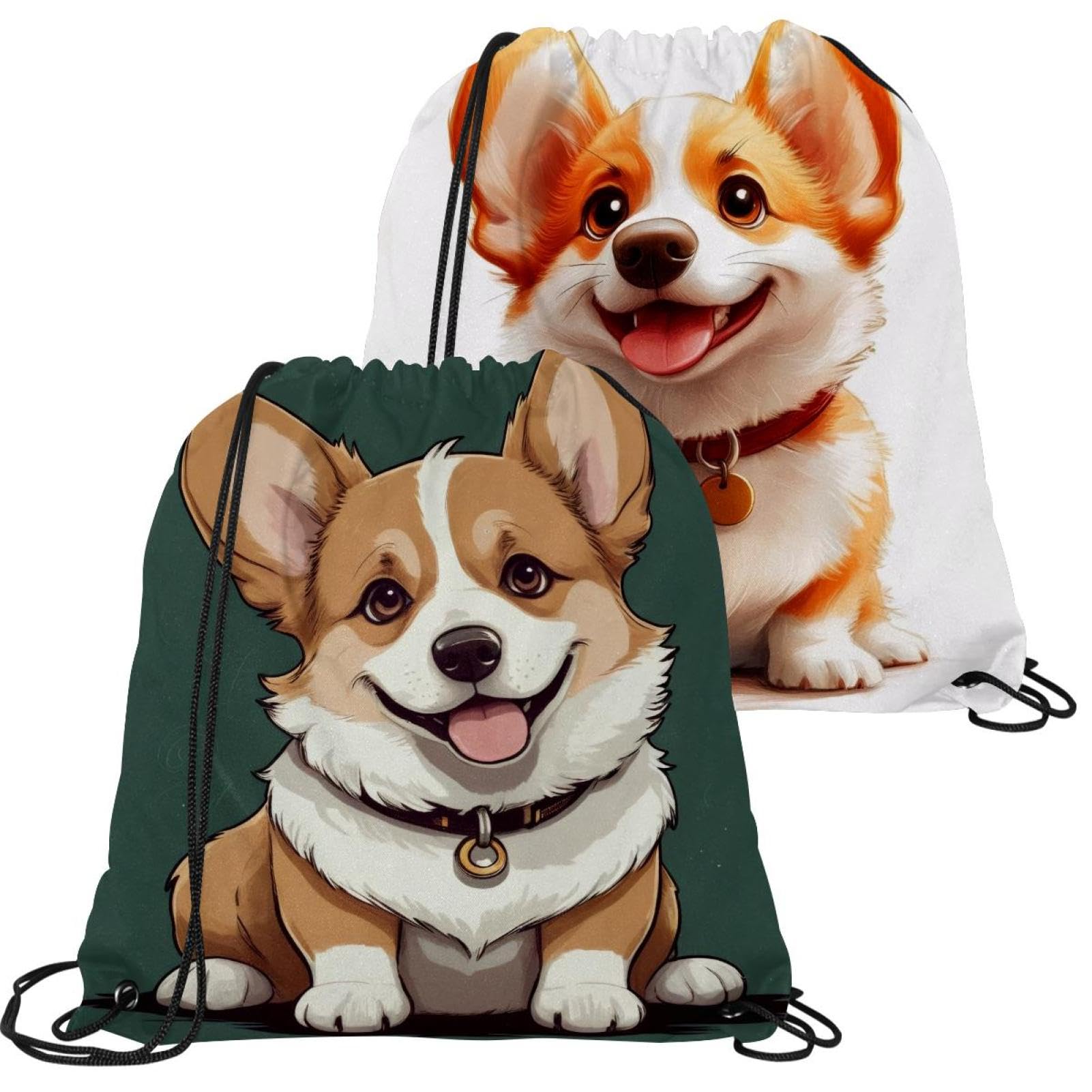 Sac à dos corgis pliable avec cordon de serrage résistant à l'eau pour adulte