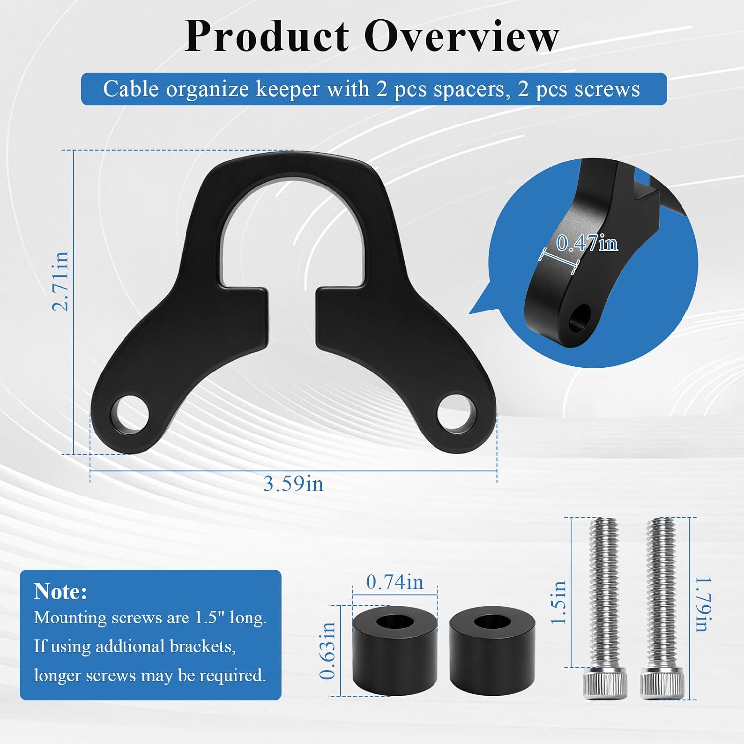Cable Bracket/Organizer Clip w/Spacers & Screws Compatible with Minn Kota image 2