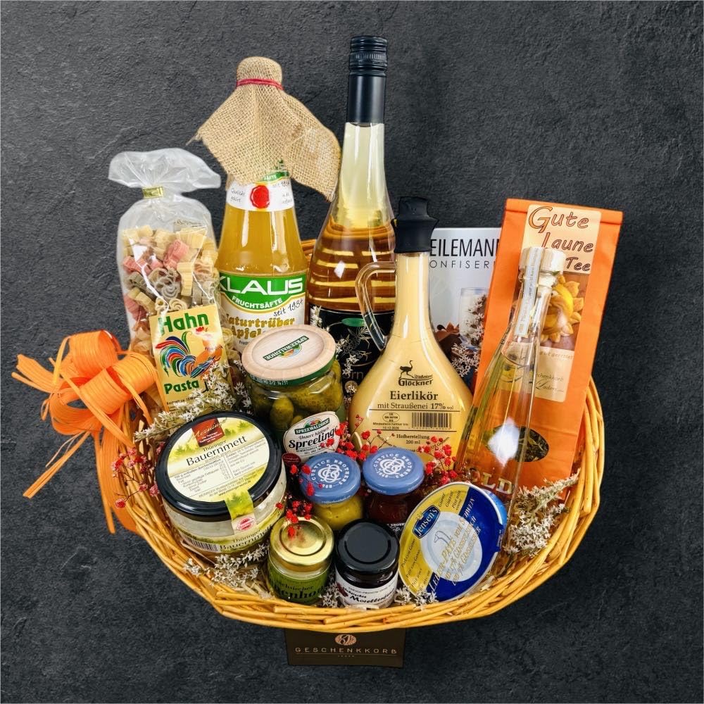 Geschenkkorb Landleben | Hochwertiger Präsentkorb mit Leckereien aus der Region | Ideal als Geschenk für Natur- und Landliebhaber | Perfekt verpackt und bereit zum Verschenken