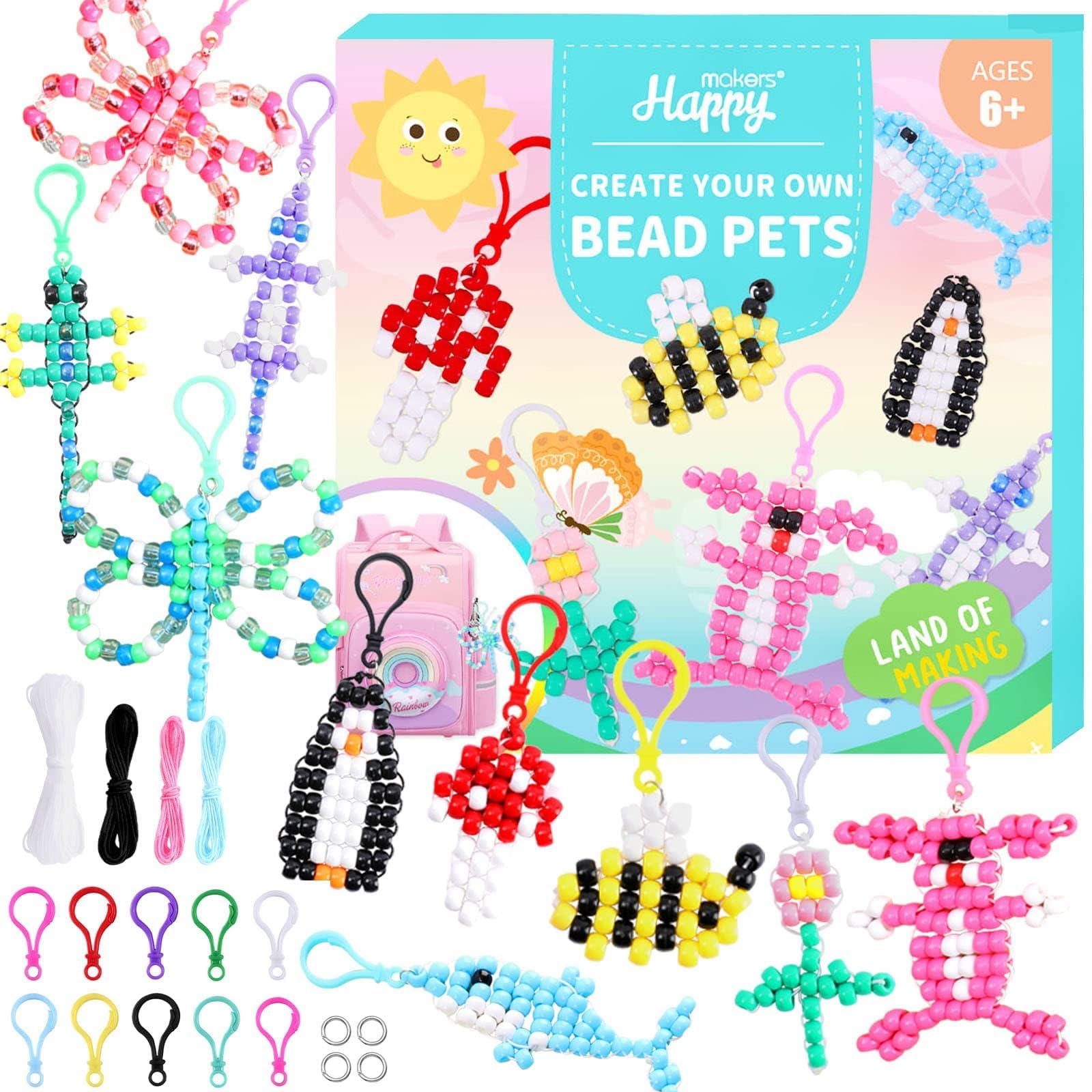 Bead Pets Keychain Kit - Make Your Own Animal Keychains -1