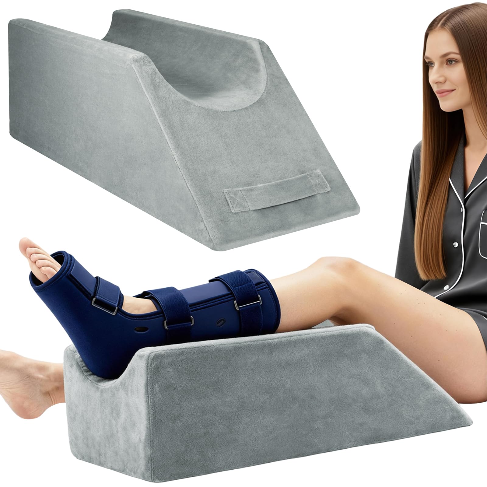 BREEZENEST Leg Elevation Pillow Memory Foam Wedge Cushion Washable Cover