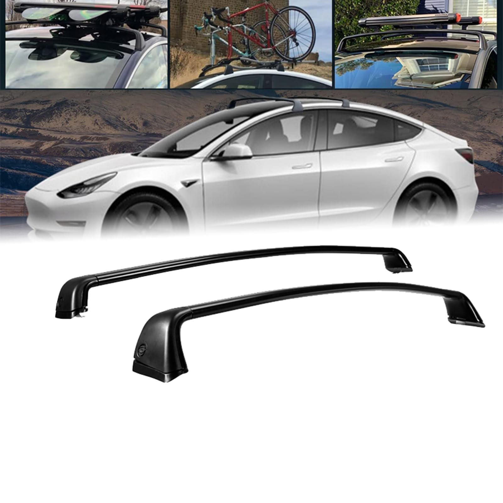 車ルーフクロスバーホルダー テスラモデル 3 2017-2022 ルーフラック