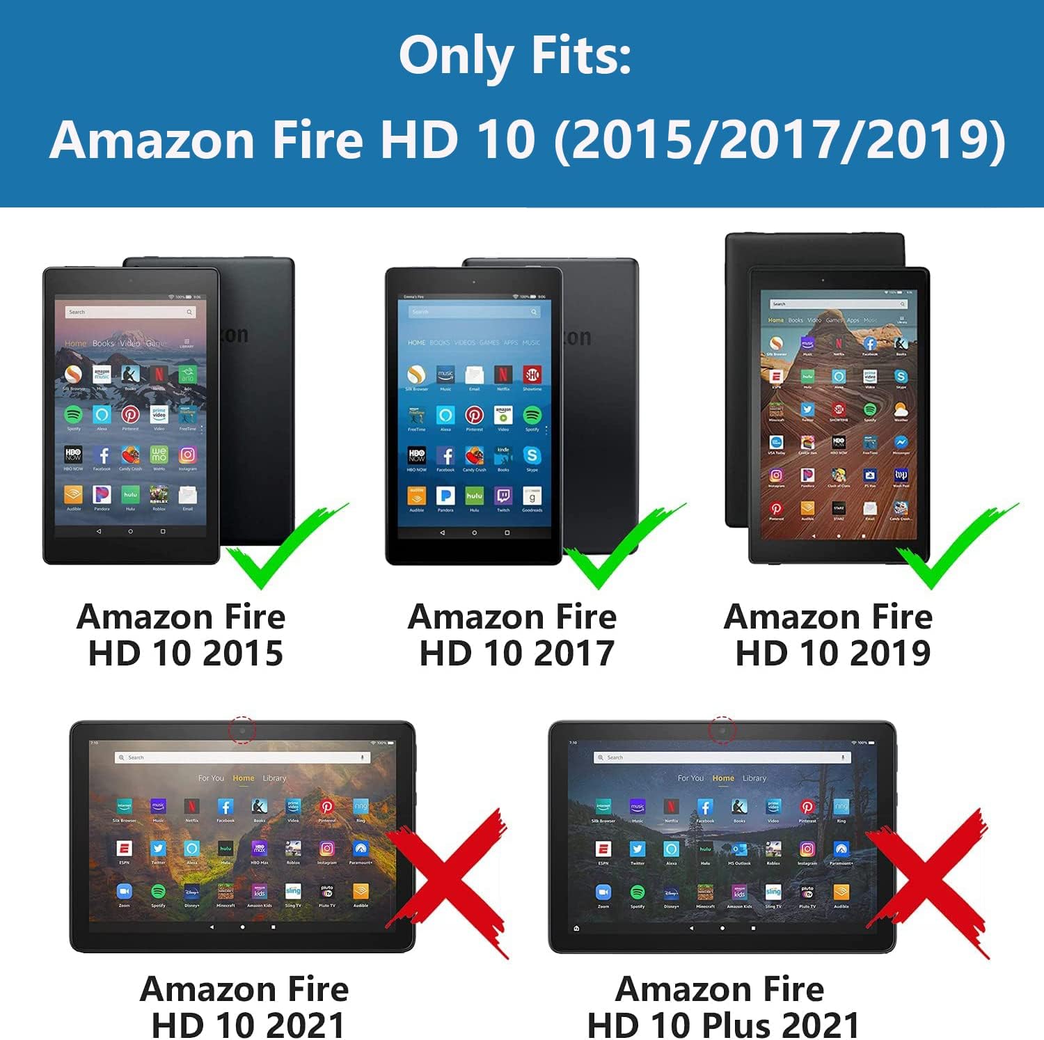 Case for Amazon Fire HD 10 Tablet 10.1" (9th/7th Generation, 2019/2017 Release) - Premium PU Leather Stand Cover with Auto Wake/Sleep - Jungle Camo Deer
