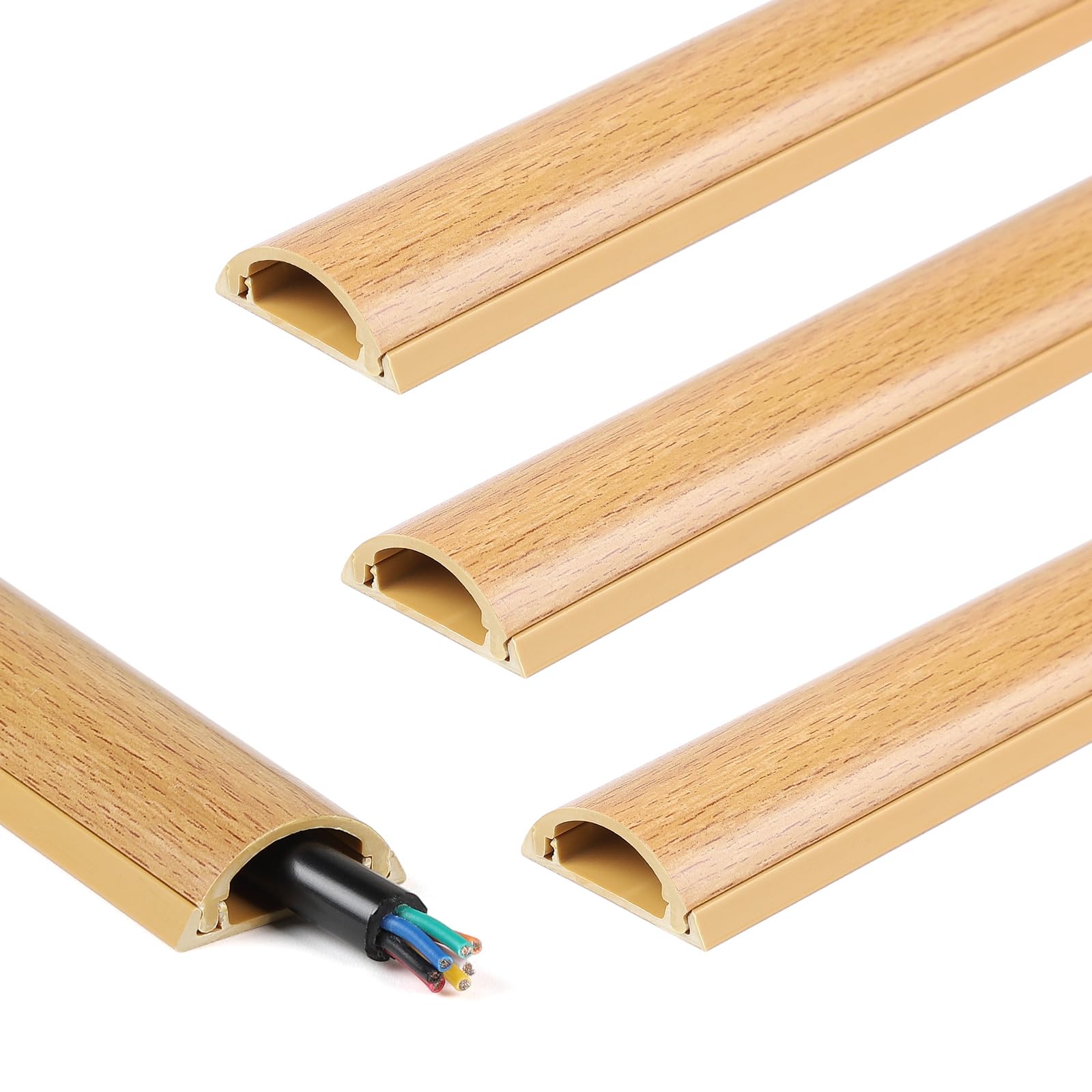 SWAWIS 10 Pezzi 100x3x1.2cm Canaletta per Cavi Elettrici, PVC Granuloso Legno Canalina Coprifili Autoadesivo per Nascondere i Cavi dell'Ufficio Scolastico