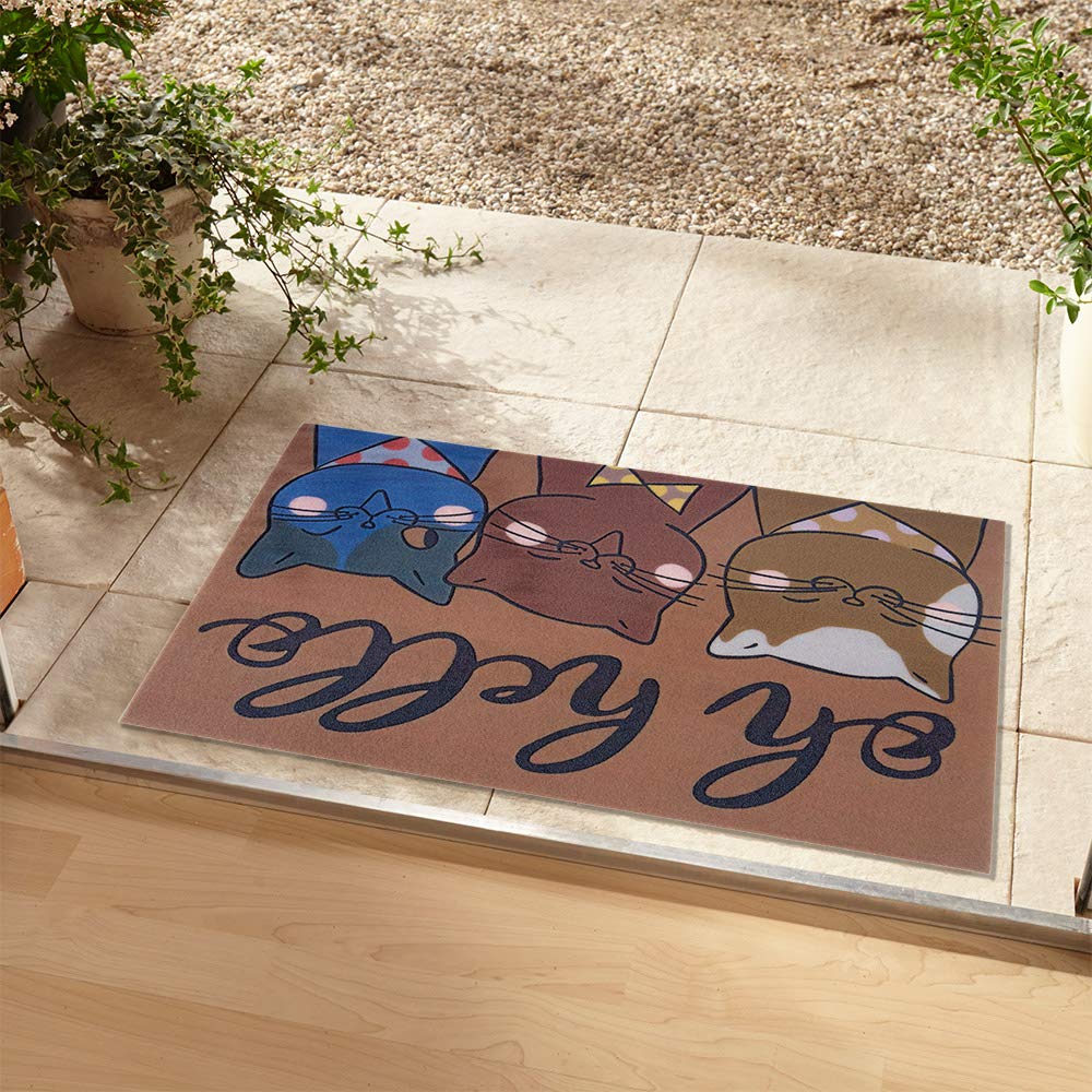 Hanse Home Printed Doormat Flocked 3D Look with Non-Slip PVC Floor Dirt Trapper Mat Door Mat Dirt Trapper Entrance Rug Indoor and Outdoor Various Designs 45 x 70 cm Hello Cats - Image 2