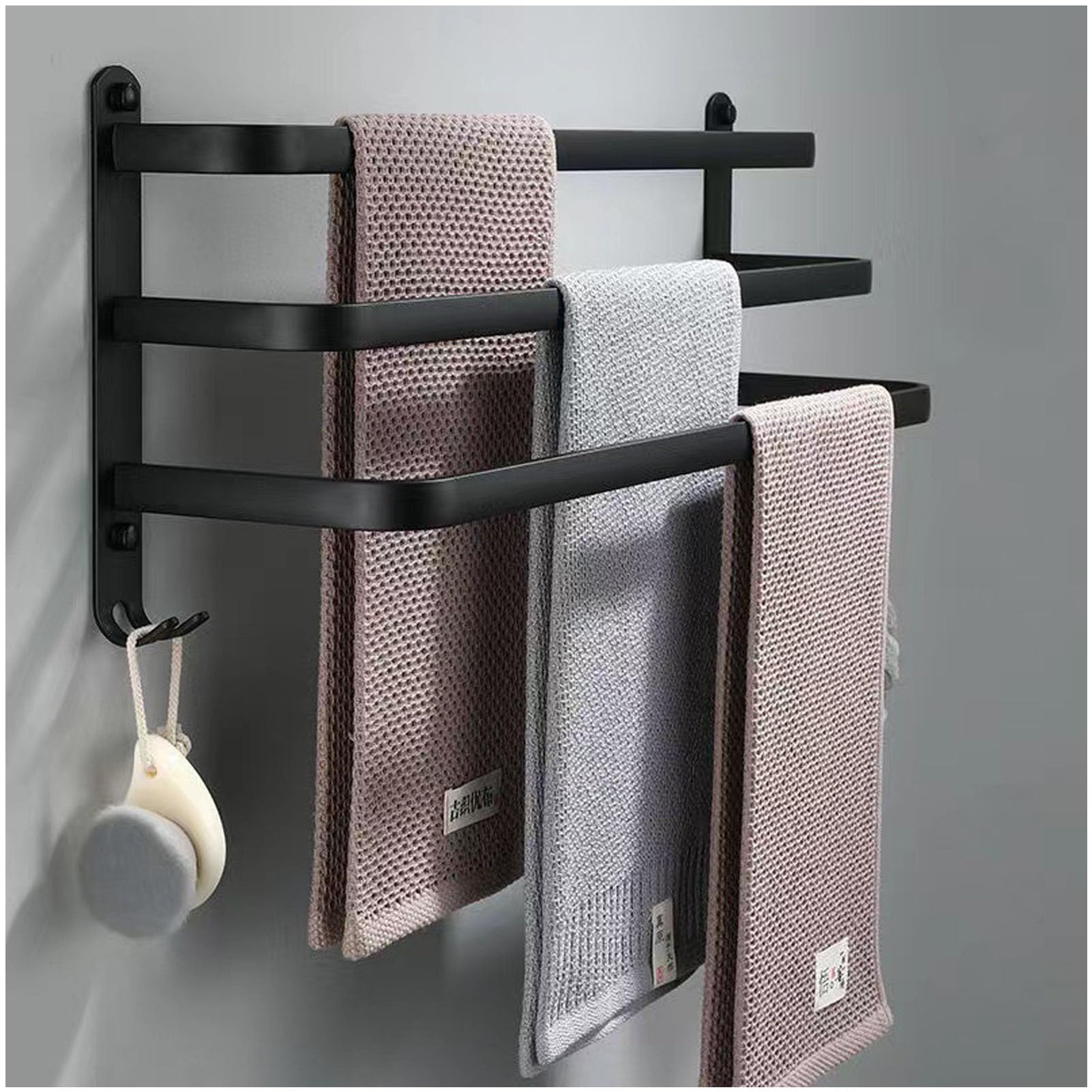 Dkrahrjj 60Cm Wall Mounted Towel Rail, Wall Mounted 3 Tier Towel Rack Towel Holder For Bathroom Toilet Kitchen Home Hotel Office