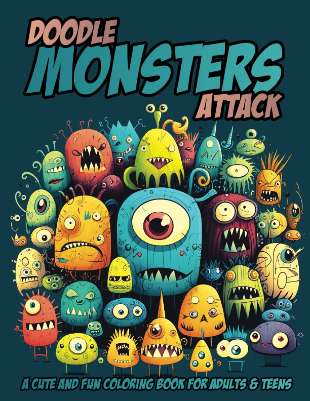 Doodle Monsters Attack: A Cute and Fun Coloring Book for Adults and Teens