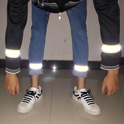 Miniatura 3 de Amnquerxus alta visibilidad reflectante noche corriendo caminando elástico correas de tobillo bandas de seguridad para ciclismo caminar correr