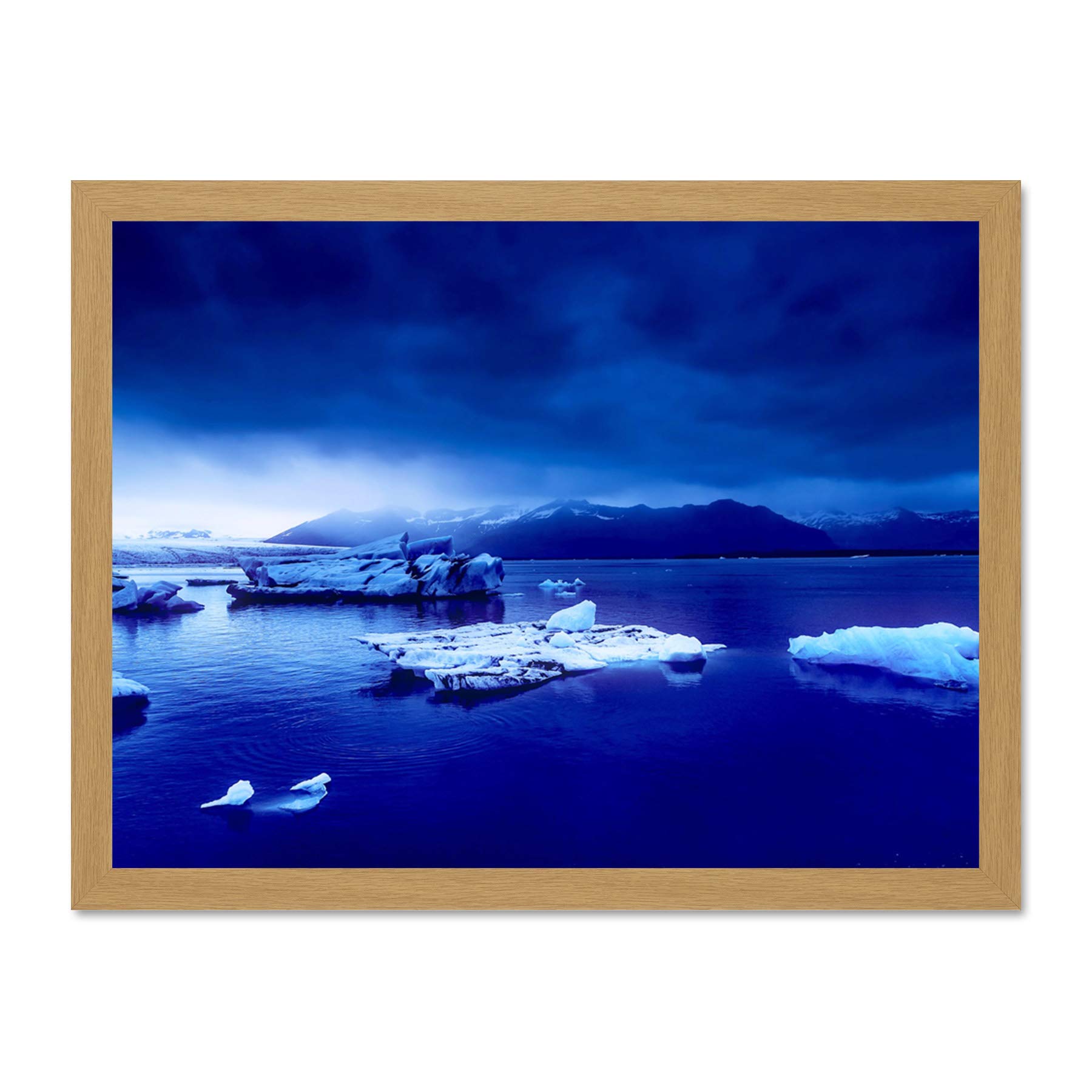 Arctic Ocean Ice Icebergs Large Framed Art Print Poster Wall Decor 18x24 inch
