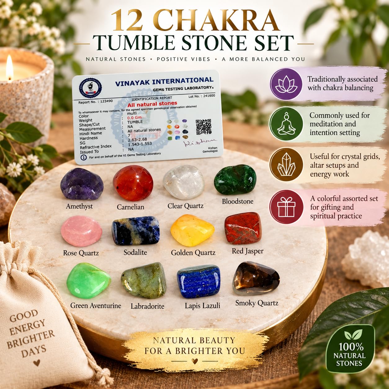 Crystal Tumble Stone Kits - Meditation & Reiki -4 Crystal Tumble Stone Kits - Meditation & Reiki -4