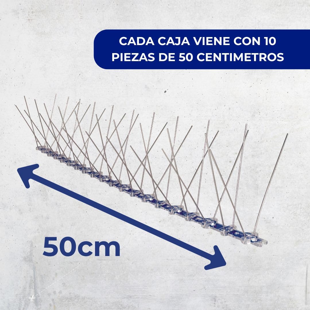 ANTICIMEX 5Metros Pinchos para Palomas de Acero Inoxidable con Cinta Adhesiva Fuerte para Ahuyentar Palomas y Pájaros | Ahuyentador Exterior para Balcones, Ventanas y Terrazas