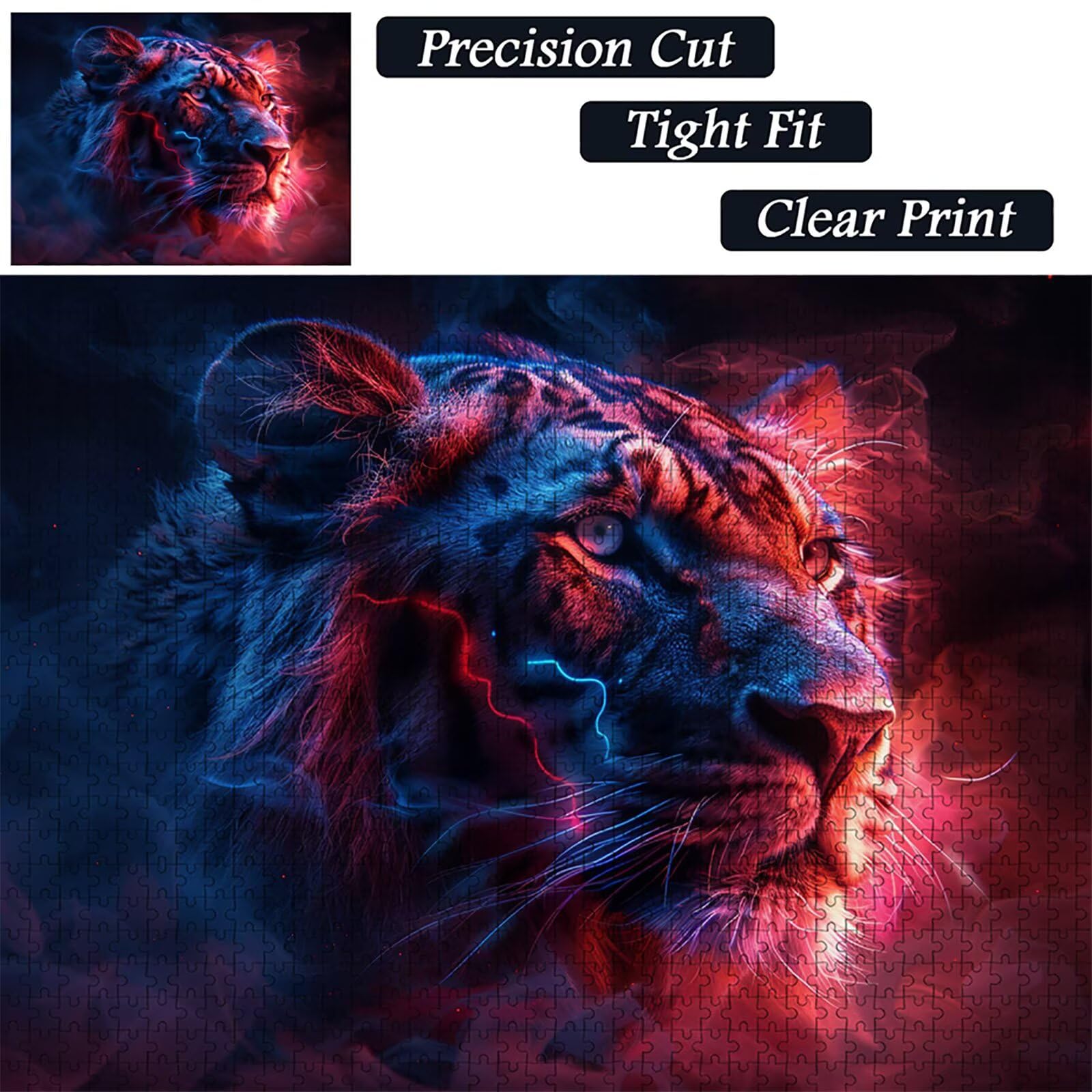 Puzzle Art 4000 sztuk z pudłem tygrysa, drewniane puzzle zwierząt dorośli 141 x 87 cm, łamigłówka, zajęcia rozrywkowe o wysokim stopniu trudności, pomysł na prezent dla całej rodziny, dekoracja domu