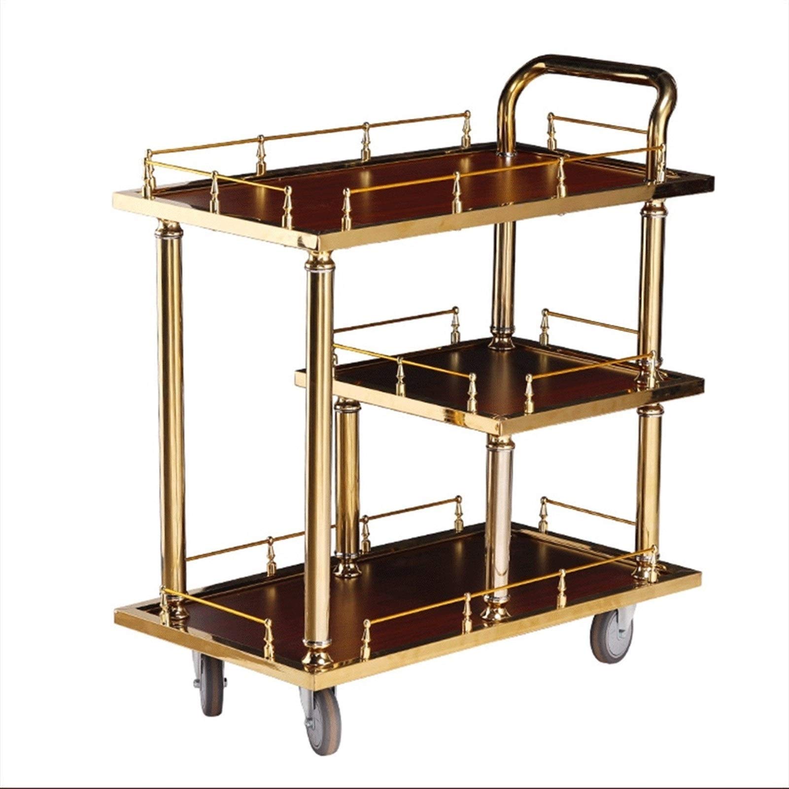 MFRELMNZG Modern Gold Bar Cart with Glass Shelves for Storage and Serving Elegant Drink Trolley and Wine Bar Cart