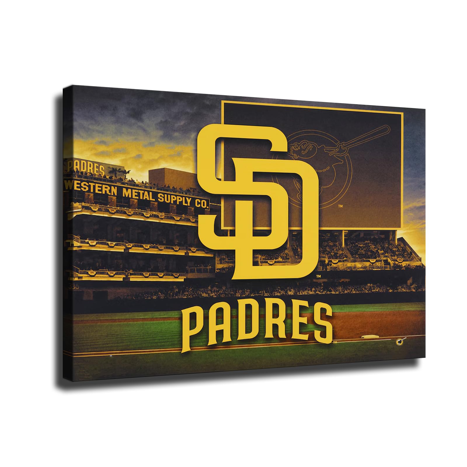 San Diego City Padres Baseball Poster Sports Canvas Wall Art Prints Decor Home Fan Gifts (Unframed Canvas, 16x24 Inch)