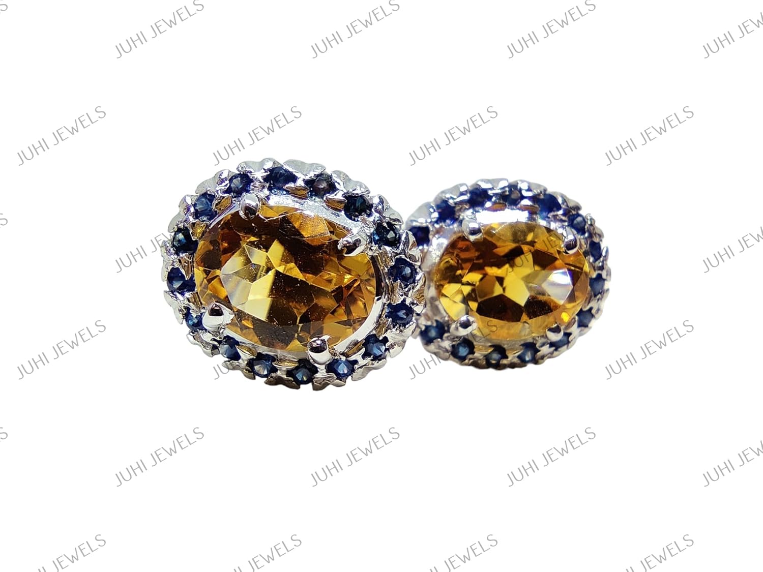 Natural Citrine Sapphire Cufflinks 925 Silver Citrine Sapphire Groomsmen Cufflinks For Wedding November Birthstone Cufflinks