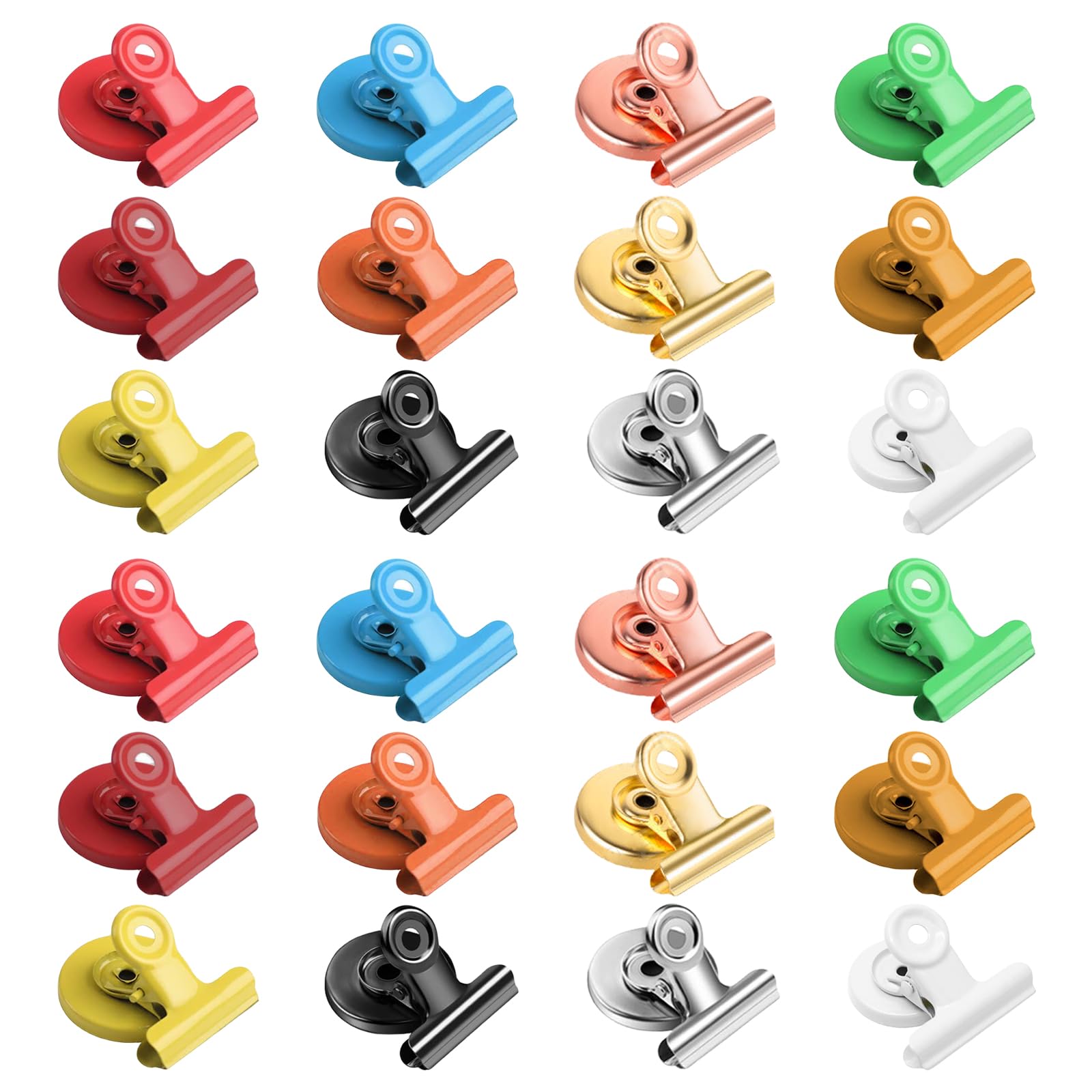 SPORWAY Clips magnéticos, 24 unidades, imanes de nevera, clips magnéticos, clips magnéticos, pinzas magnéticas, pinzas de color, imanes de nevera para pizarras blancas, notas