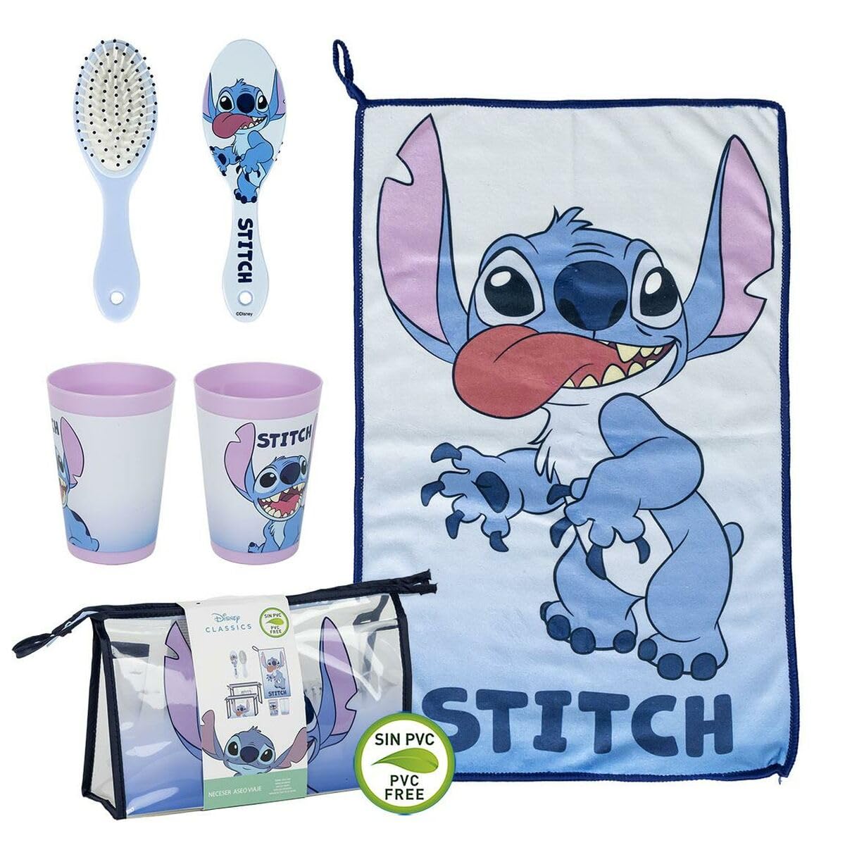 CERDÁ LIFE'S LITTLE MOMENTS Neceser de Viaje de Stitch - Color Azul - 23 x 15 x 8 cm - Gran Capacidad de Almacenamiento - Cierre de Cremallera - Producto Original Diseñado en España