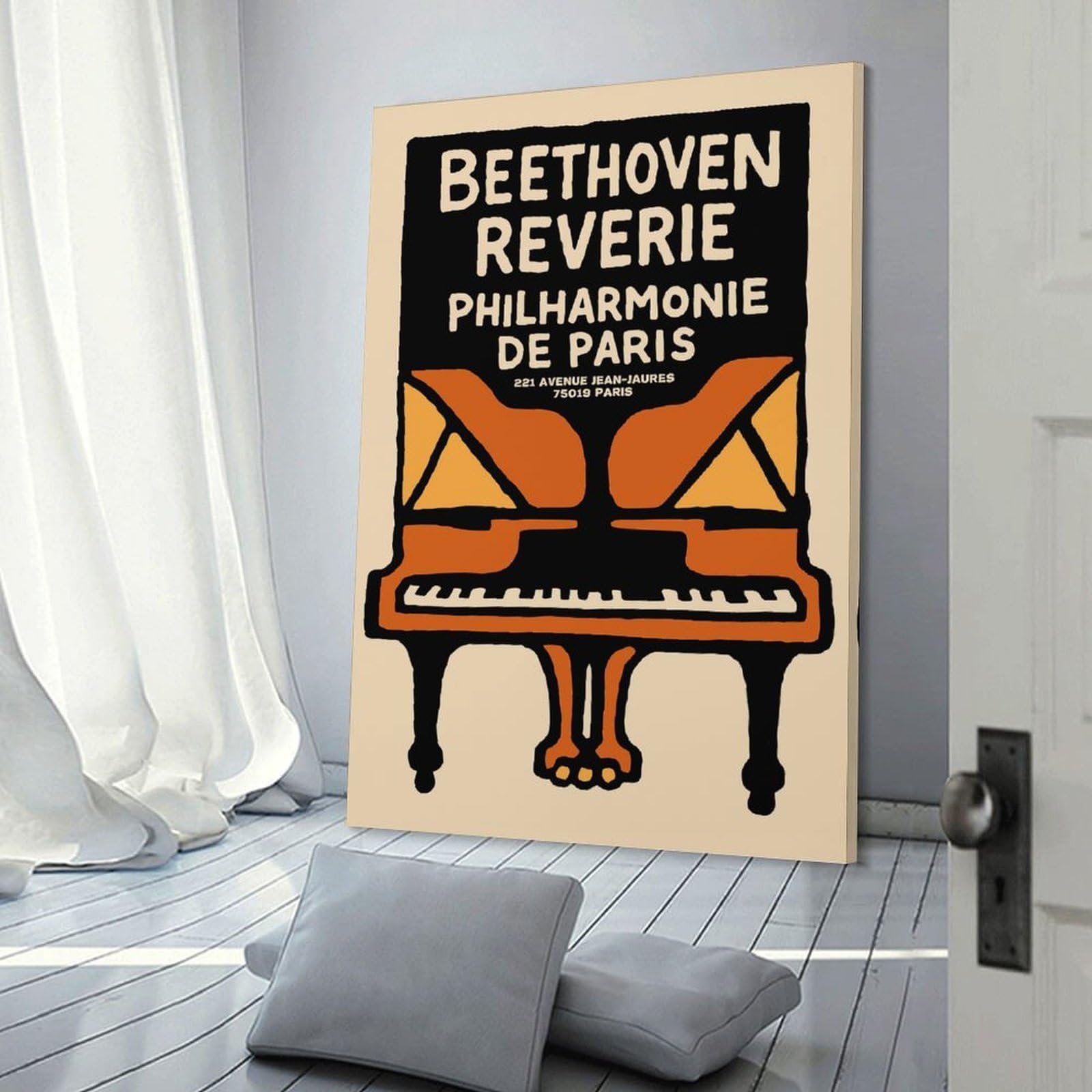 Junmoney Beethoven Reverie Philharmonie De Paris Wall Art Print, 16x24inch(40x60cm), for Lounge Decor, Bedroom Walls Or Flats, Decorative Artwork for Empty Walls