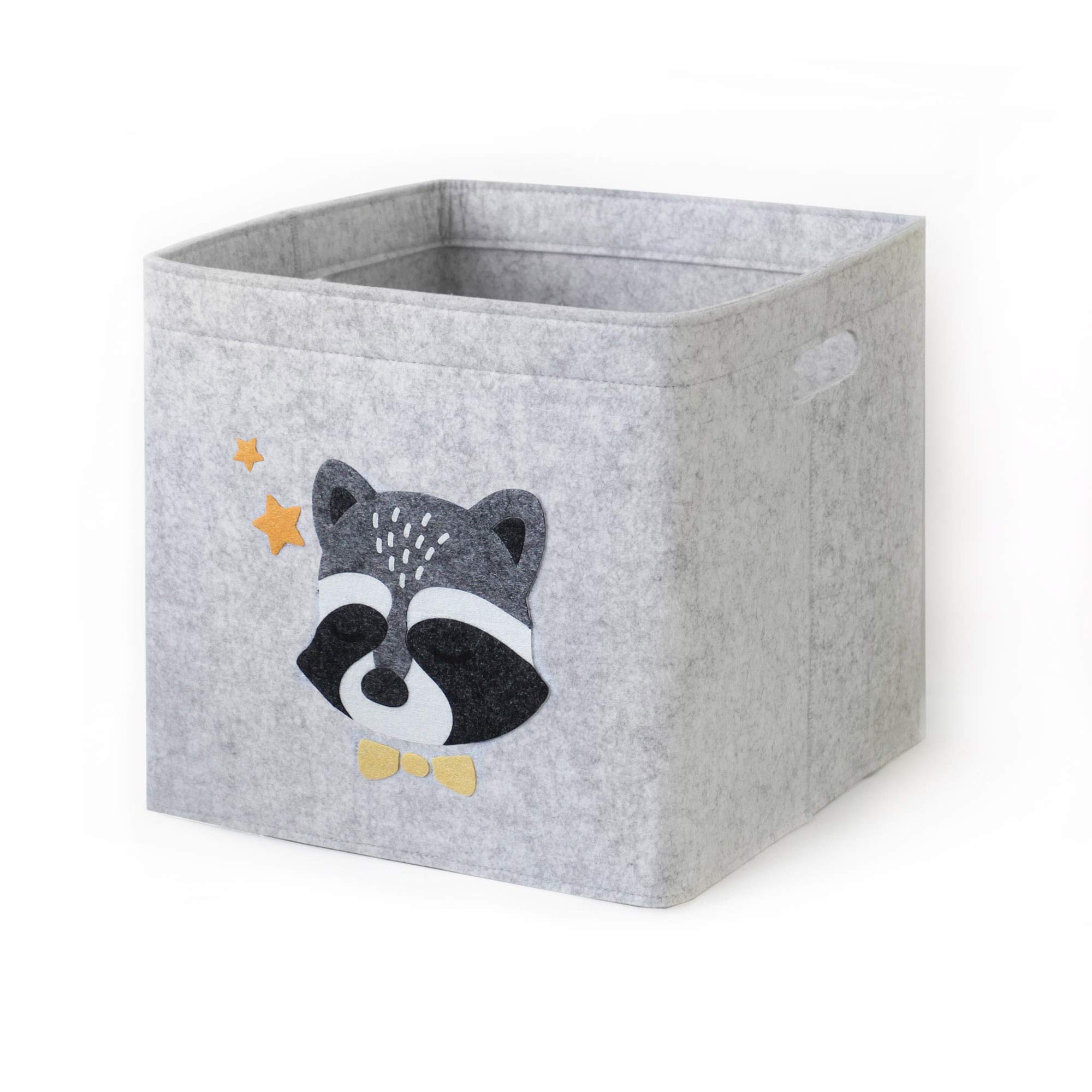 Lucky Sign - Aufbewahrungsbox Kinder faltbar Spielzeugkiste aus Filz Aufbewahrungskorb Wickeltisch für Kinderzimmer, 33x33x30cm - Waschbärchen